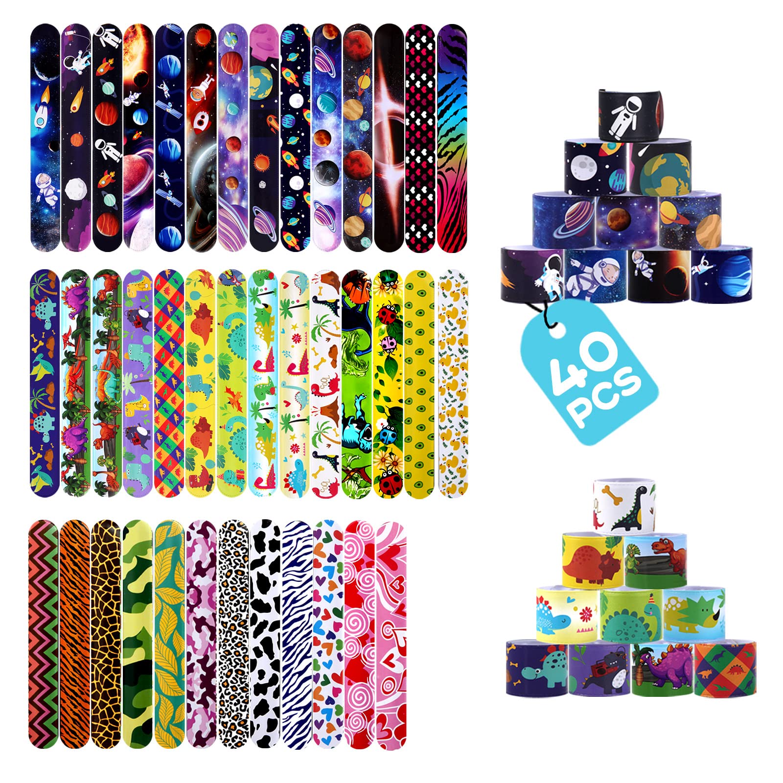 YOGINGO20-120PCS Slap Bracelets for Kids Birthday Party Favors Classroom Prizes for Kids Party Supplies Slap Bracelets Gifts Over 6 Months