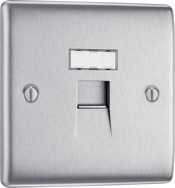 BG Electrical NBSRJ451-01 RJ45 Single Data Outlet, Brushed Steel