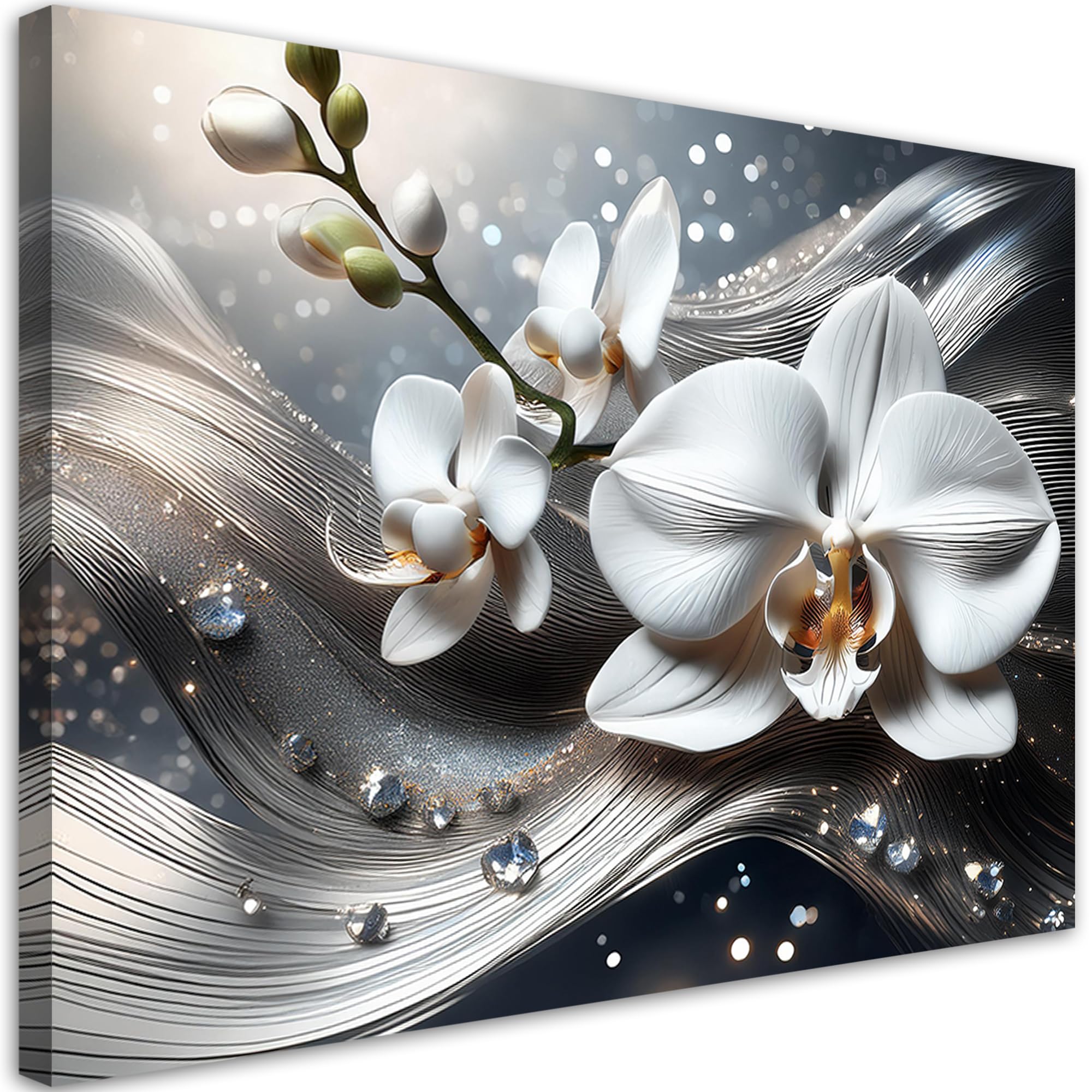 Feeby Impresión en Material Tejido no Tejido - cuadros decoracion salon modernos - cuadro lienzo - 120x80 cm - lienzo grande - Abstracción 3D Orquídea- cuadros decoracion salon