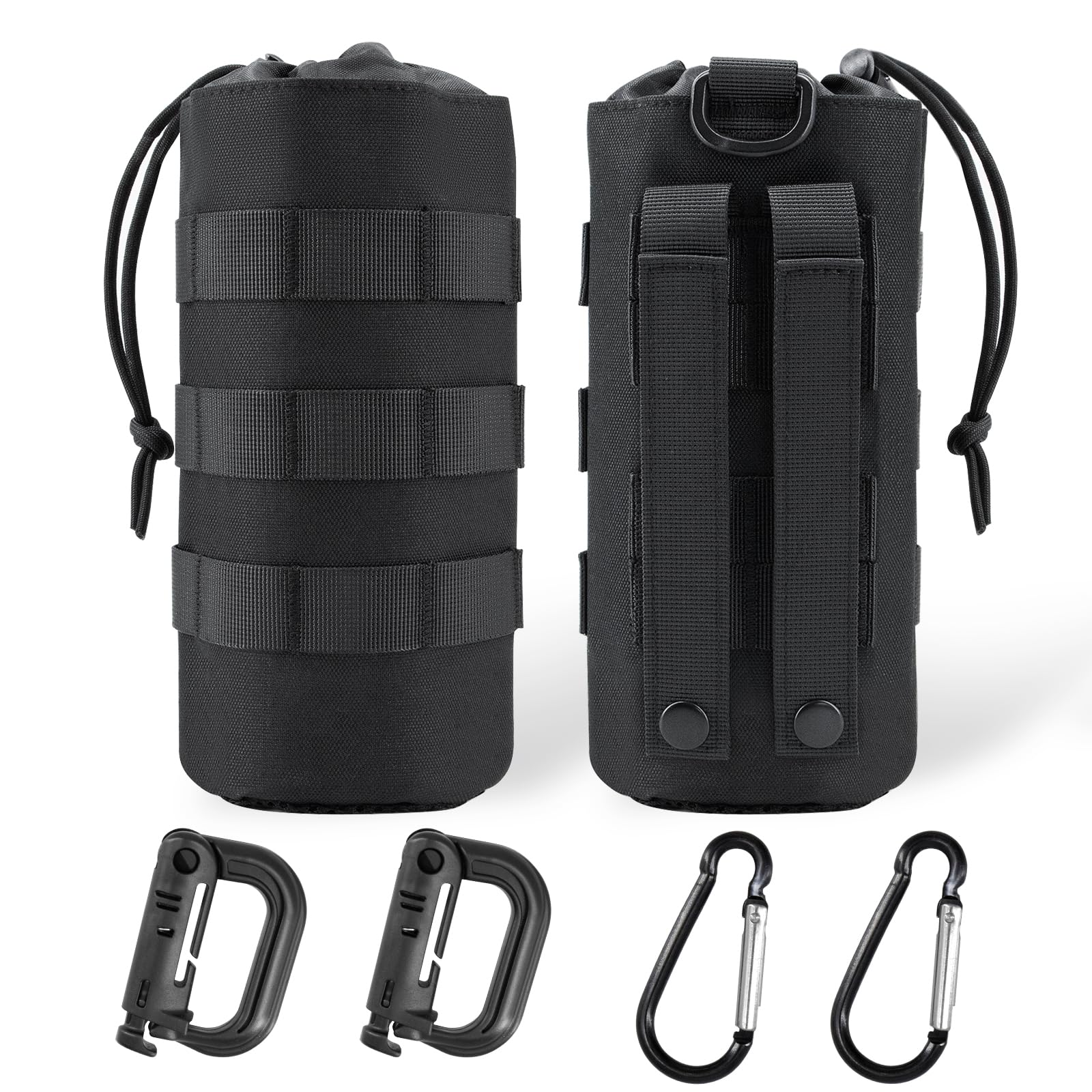 2-Pack Water Bottle Holder Tactical Molle Design Outdoor, Molle Water Bottle Holder For Backpack And Belt Use