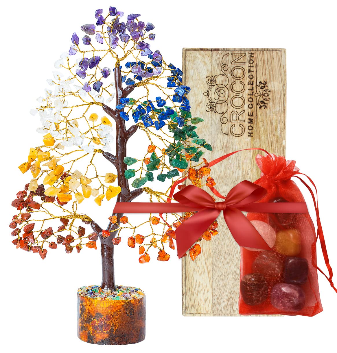 Árbol de la vida de los 7 chakras: árbol de la vida de cristal de los siete chakras, decoración de madera, piedras preciosas hechas a mano, decoraciones de cristal, regalos espirituales, Feng Shui