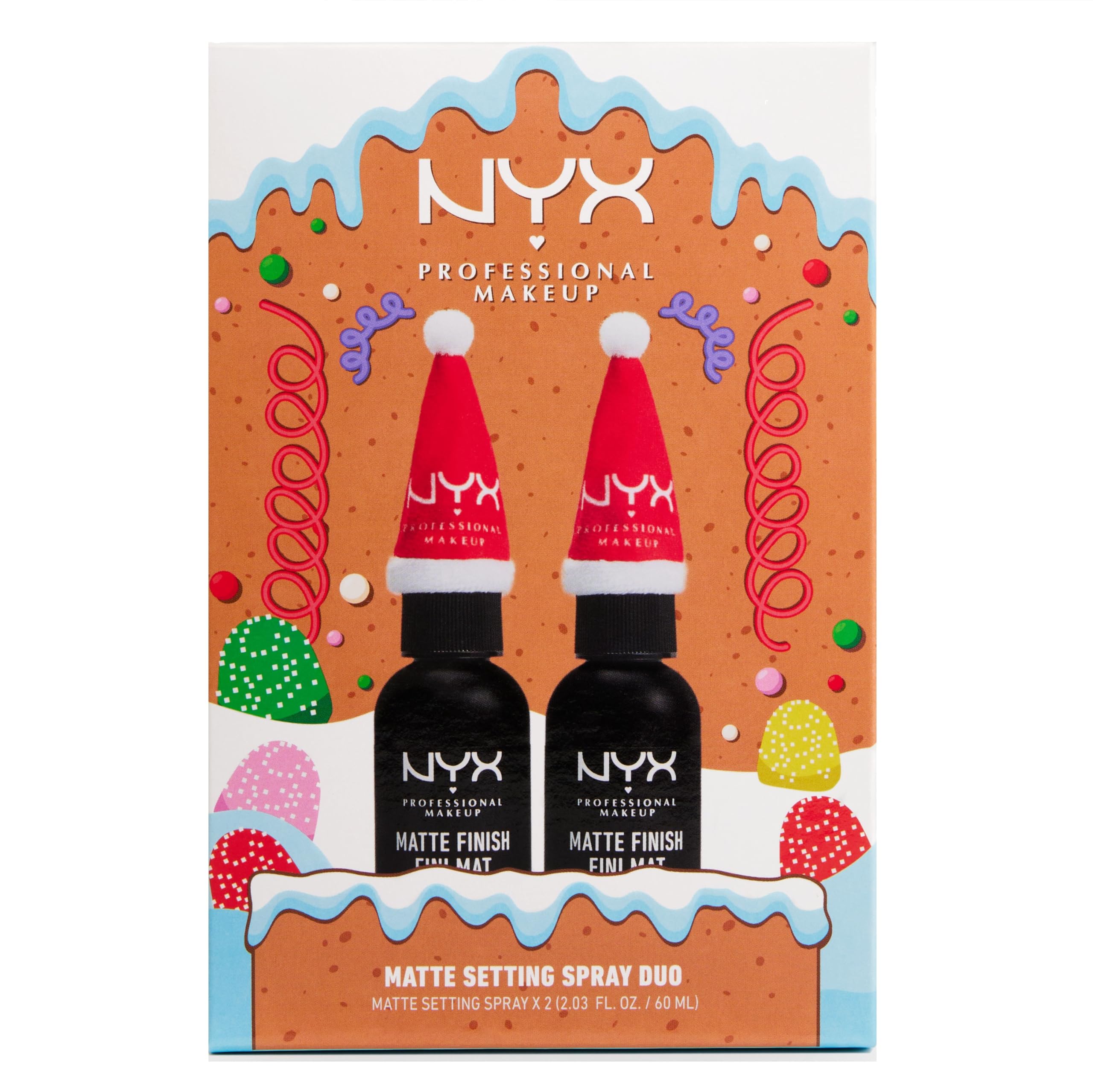 NYX PROFESSIONAL MAKEUP Makeup Setting Spray Duo Holiday Gift Set - Matte Finish, Long-Lasting Face Mist for up to 16HR Wear, Vegan Formula (Full Size