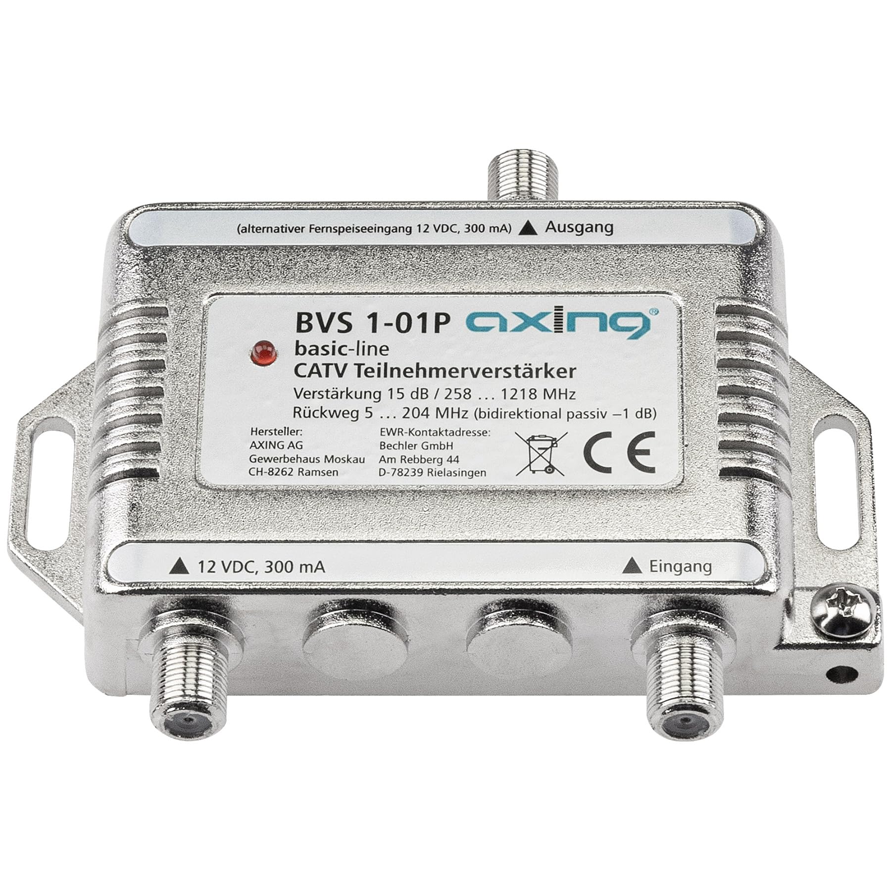 Axing BVS 1-01P Amplificatore abbonato CATV 15 dB TV via cavo Amplificatore 5-1218 MHz