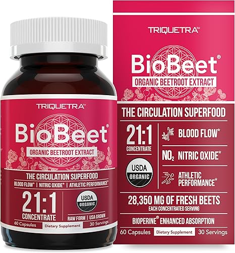 Miniatura 1 de BioBeet Max Strength - Cápsulas de raíz de remolacha - Concentrado 211 cada porción derivada de 28350 mg de remolacha orgánica mejora la absorción