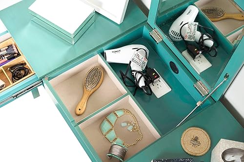 Miniatura 5 de Alveare Home Aimee - Tocador de maquillaje con USB y escritorio de tocador, color turquesa