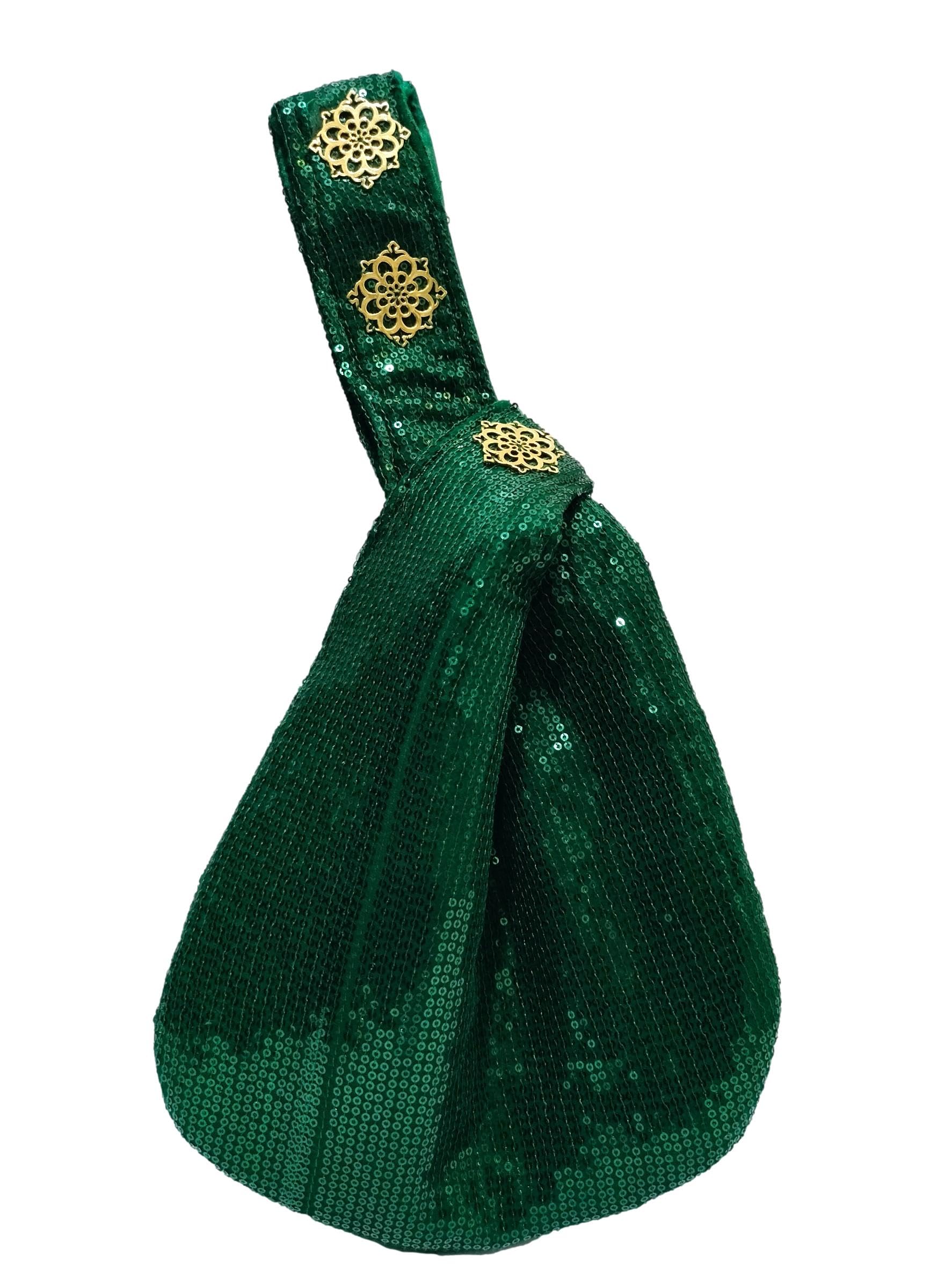 ATHZ Ethnic Handbags for Women Sequin work artisan potli bags Handcrafted Self Design (British Racing Green, Gold) (B0CPCRRP9T) Amazon Price History, Amazon Price Tracker