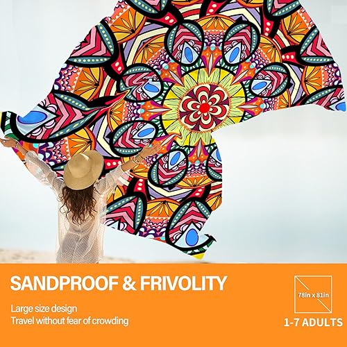 Miniatura 127 de Beach Blanket Oversized Extra Large 78" X 81",Waterproof Sandproof Beach Blanket 1-7 Adults Lightweight Durable for Travel Camping Hiking Picnic