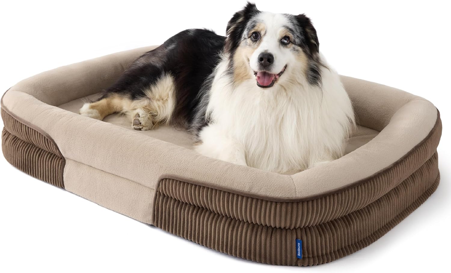 Bedsure XL Pro Orthopedic Dog Beds Large Sized Dog - 360° Oval Bolster Jumbo Dogs Bed for Senior Dogs with Waterproof Washable Cover, Extra Large Pet Sofa Couch with Ultra-Soft Fleece, Brown, 45"
