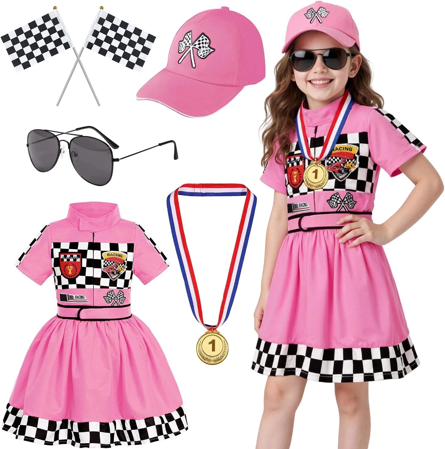 Girls Race Car Driver Costume Racing Suit Racer Dress