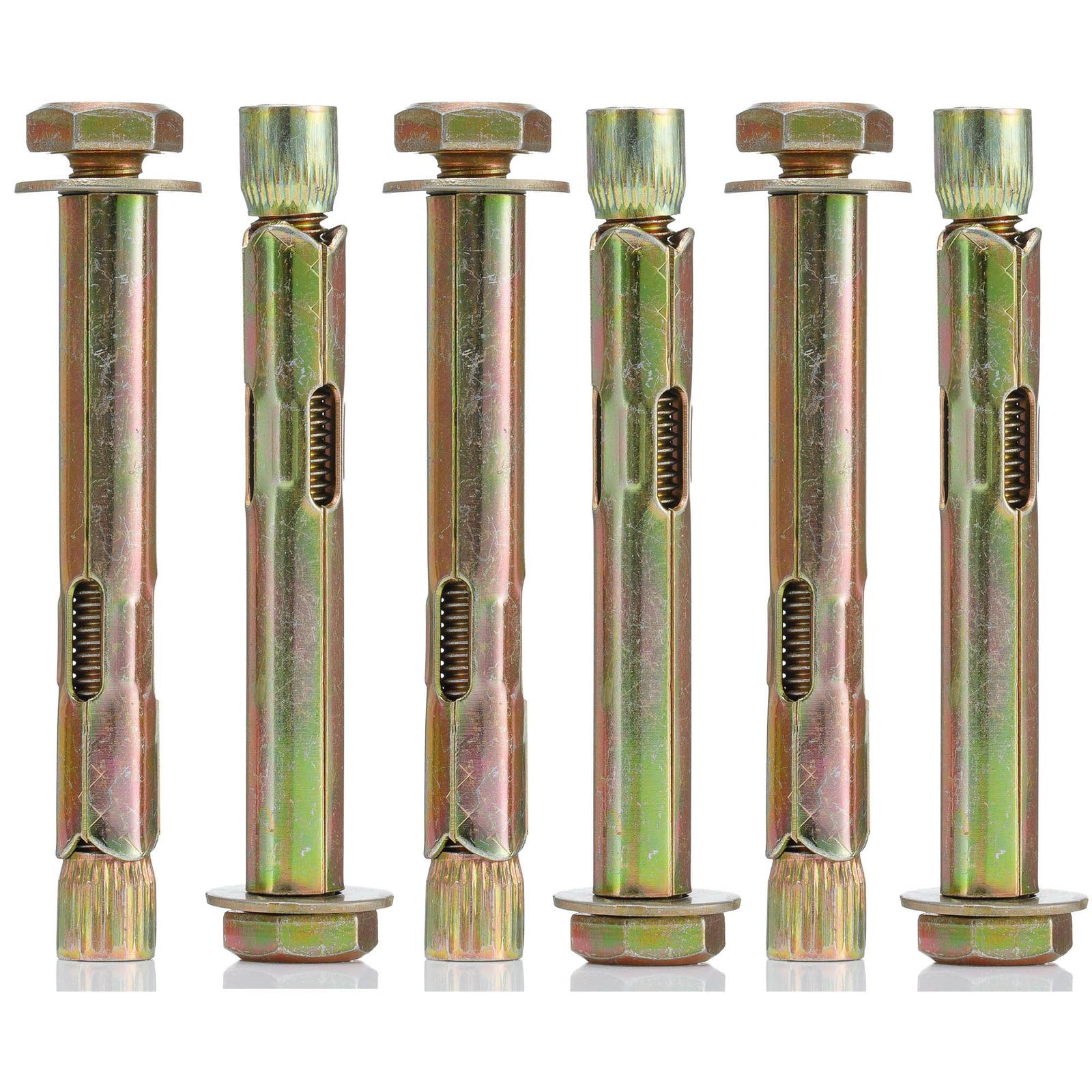 YoiYee M8 Expansion Bolts, Heavy Duty Anchors for Concrete and Masonry, 80mm Length, Zinc Plated Steel, Easy Installation and Secure Hold for Industrial and DIY Projects,Set of 6