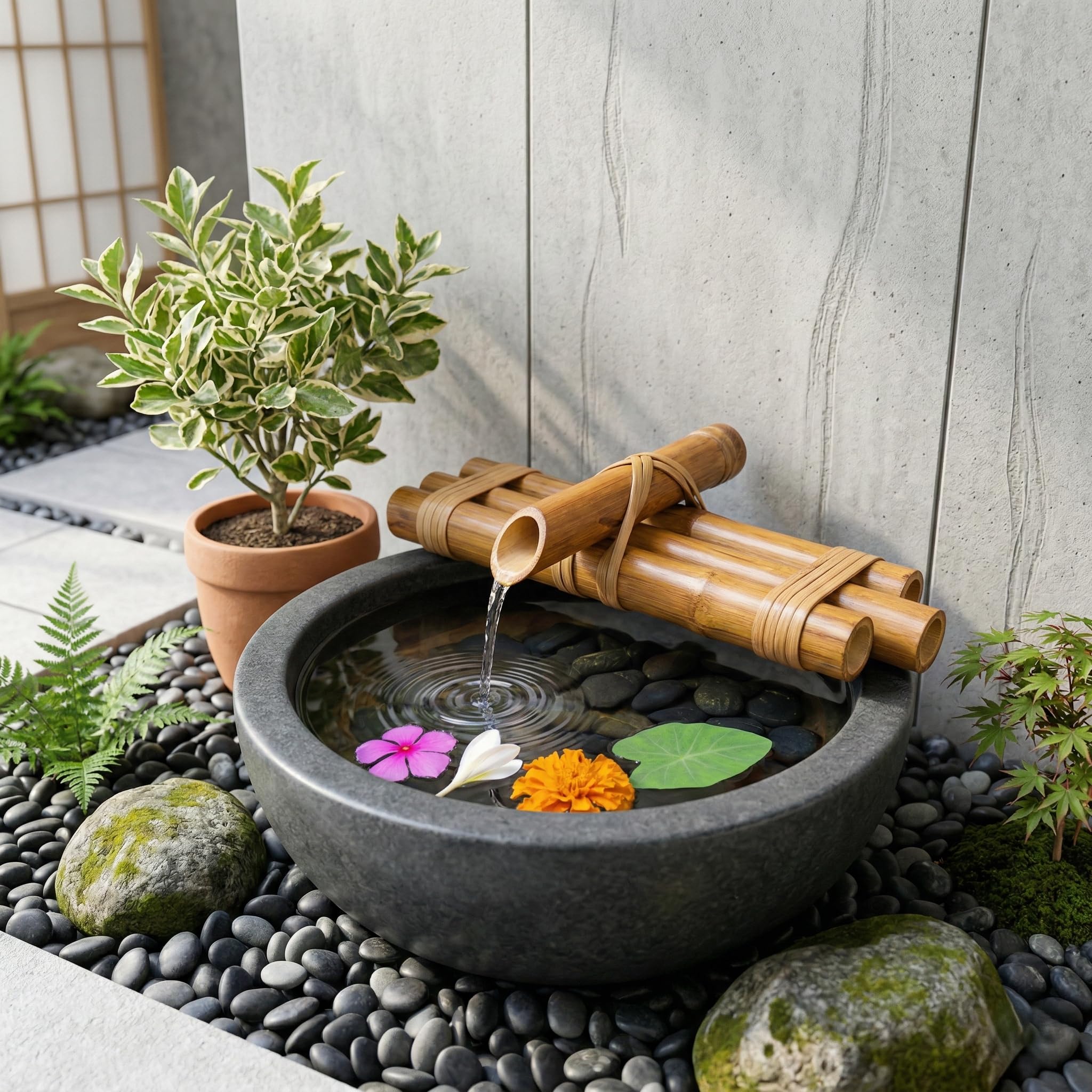 Handcrafted Bamboo Water Fountain Kit with Pump | Traditional Japanese Zen Style | Bound with Bamboo Strip for Extra Durability | Indoor/Outdoor Water Feature | (Bowl Not Included)-image-20