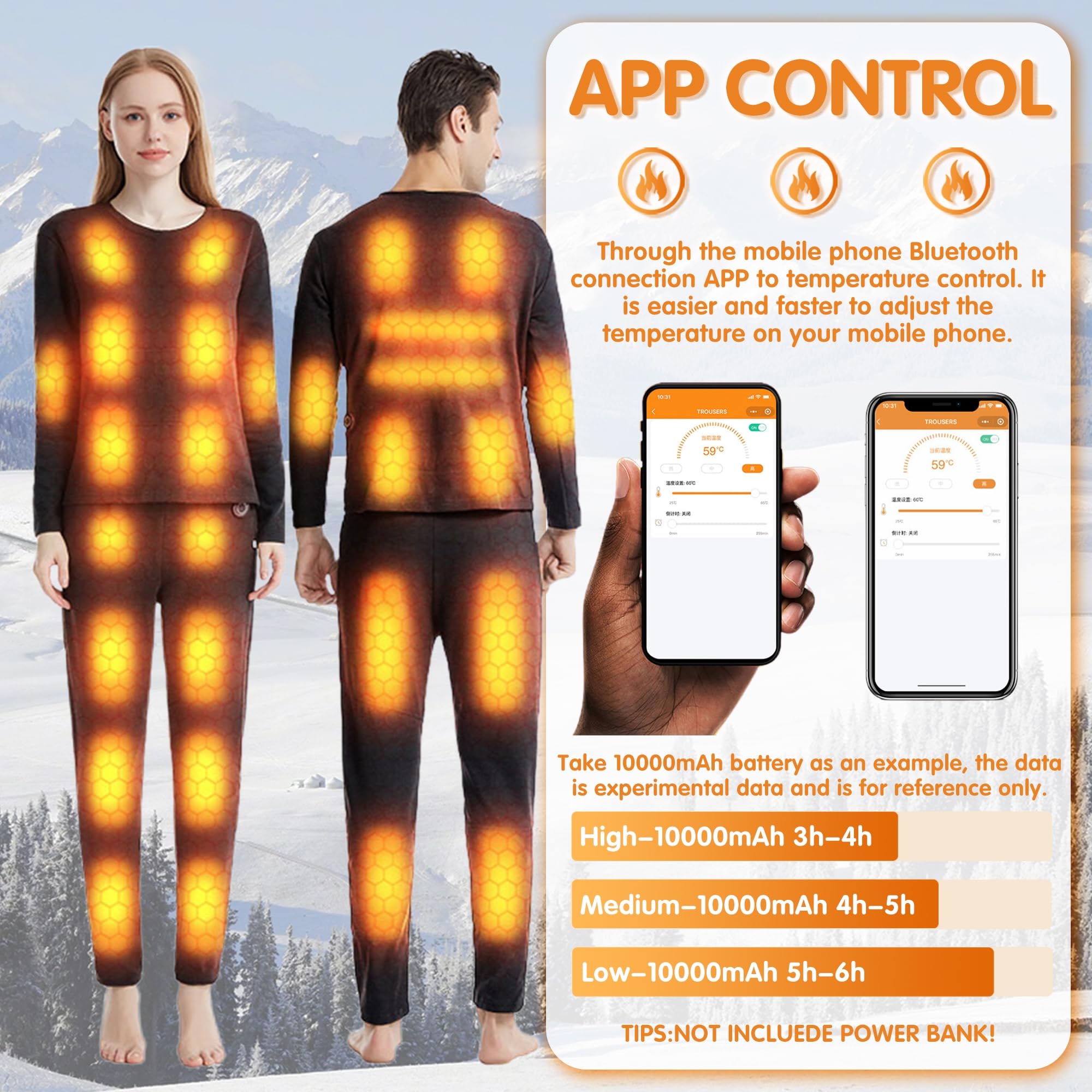 Męska podgrzewana koszulka termoaktywna z elektryczną regulacją APP Control, koszulka termoaktywna na motocykl i polowanie