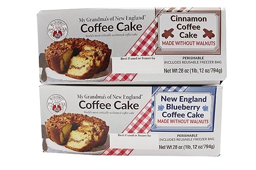My Grandma's of New England - Paquete de 2 tartas de café, una (1) canela nuez sin nueces y una (1) arándano