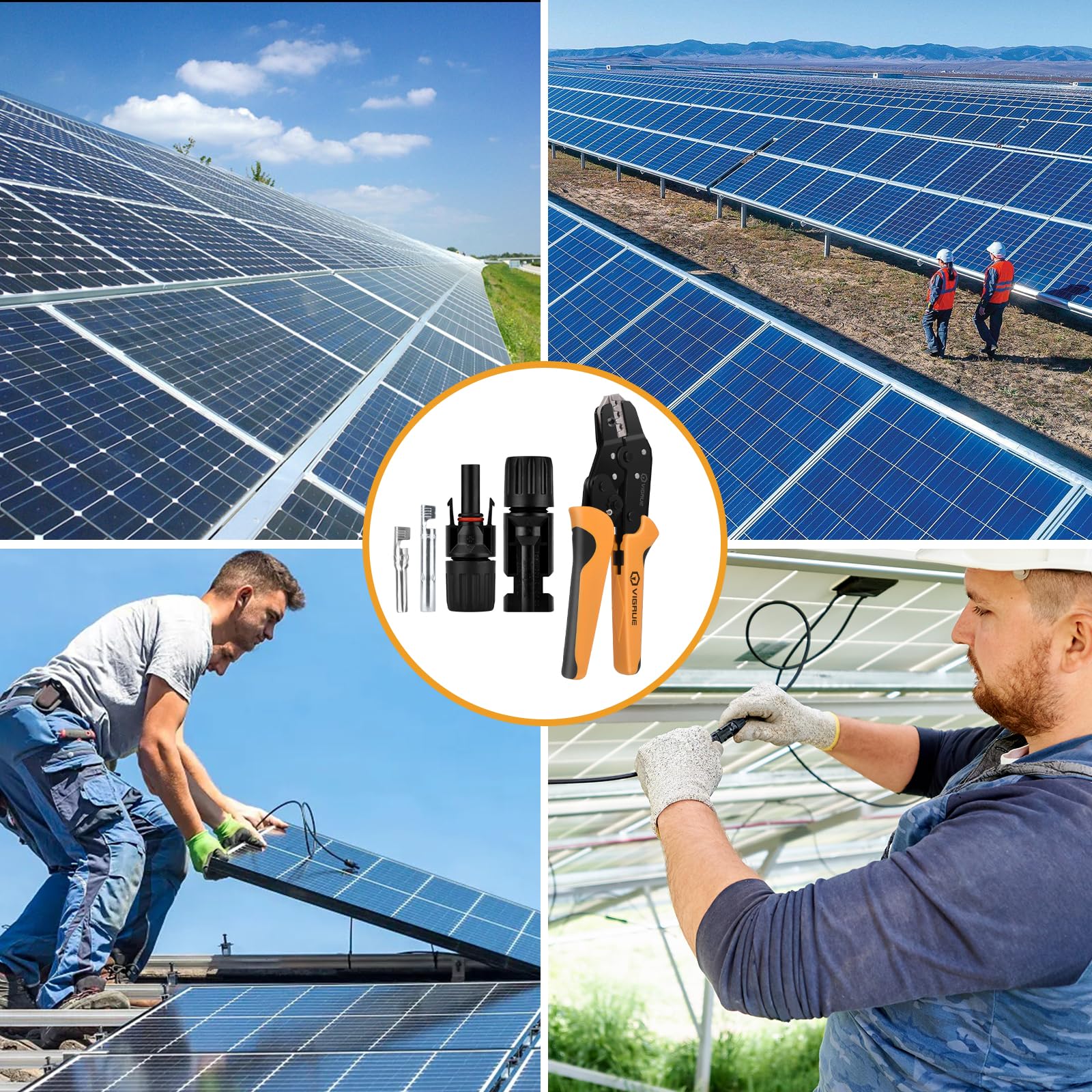 VIGRUE Wtyczka solarna mc4, zestaw szczypiec zaciskowych mc4, do paneli słonecznych 2,5/4/6 mm², kabla PV, męskie/żeńskich, do paneli słonecznych, wtyczka kablowa, IP68, wodoszczelna wtyczka PV ze