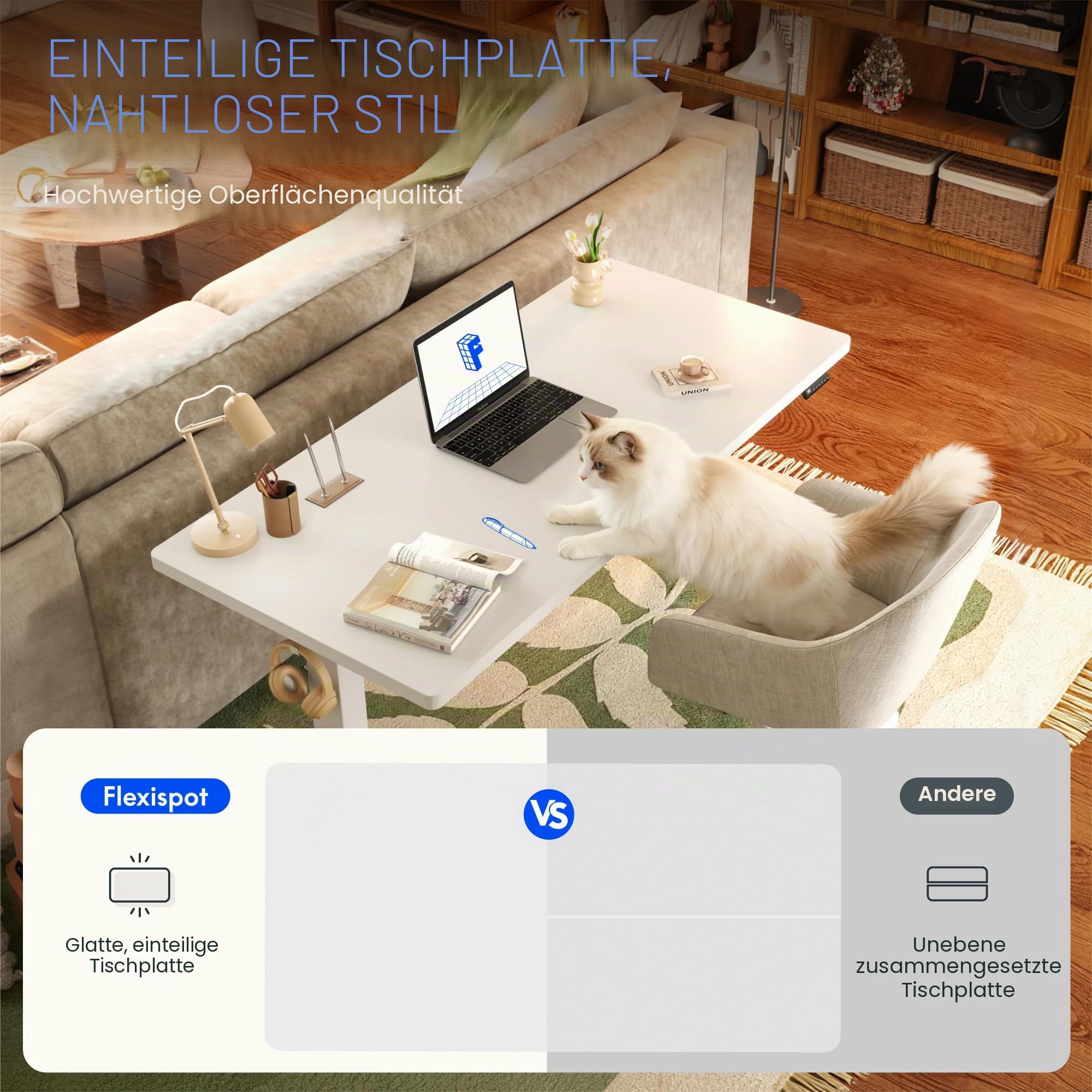 FlexiSpot Höhenverstellbarer Schreibtisch 2 Motoren 25MM Tischplatte 160x80 cm Weiß