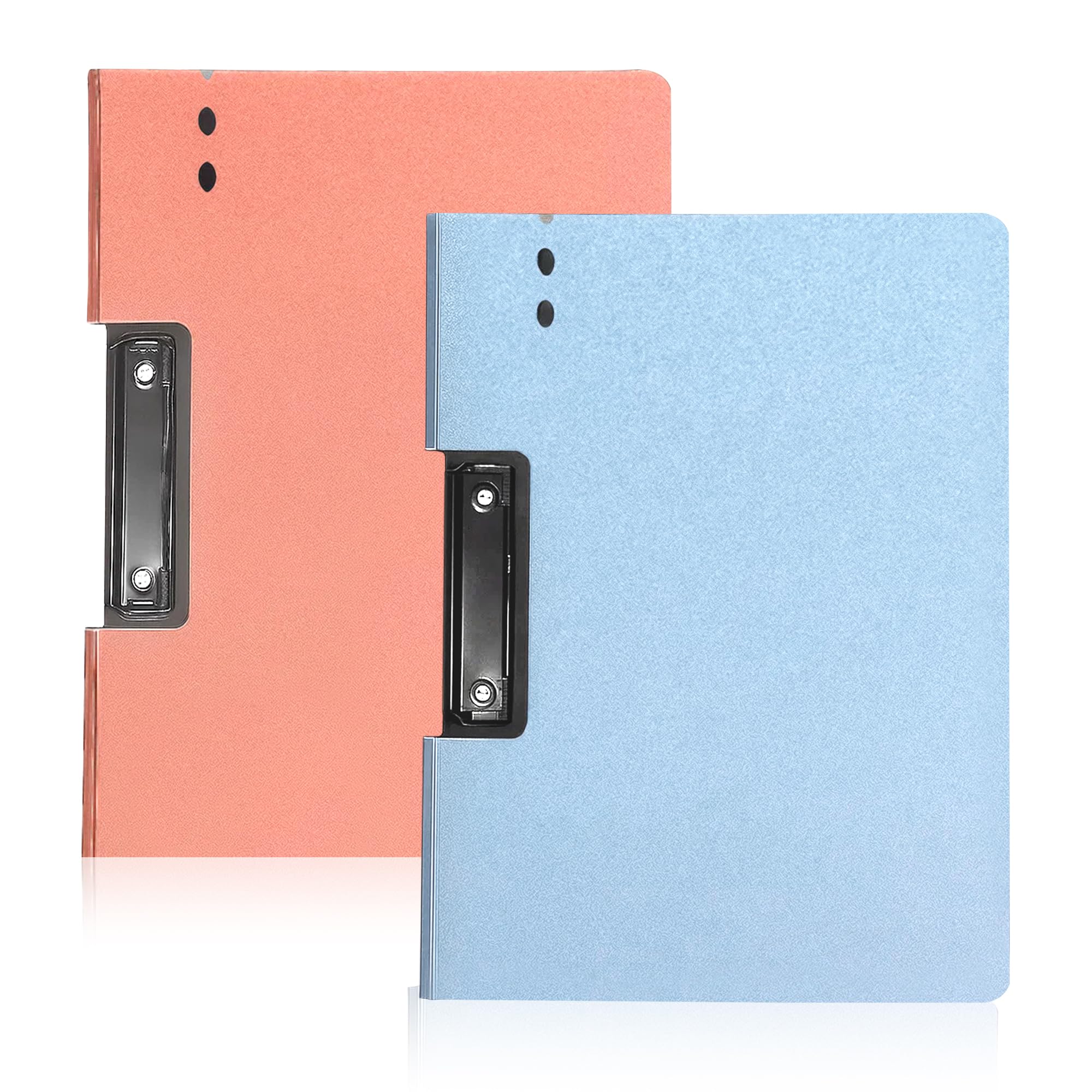 GLUN® Documents Paper Files Folder, Pack of 2 Hazy Pink & Blue Colour Document Organiser Folder with Holding Clamp for School, Home & Office