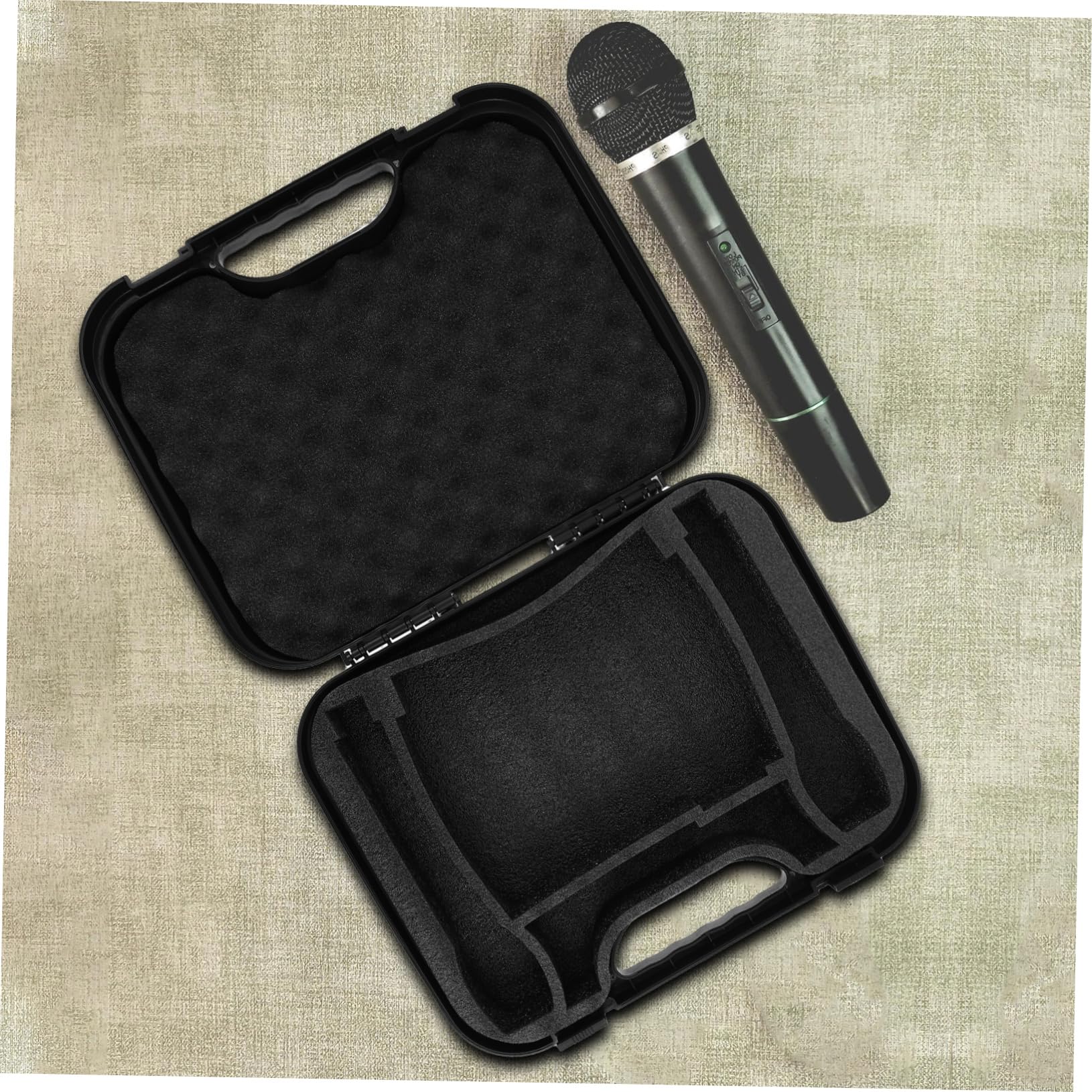 ibasenice Custodia Microfono Rigida in Plastico Nero, Valigetta per Microfoni con Interno Regolabile, Protezione Antiurto e Ampia Capacità per Recording e Podcast