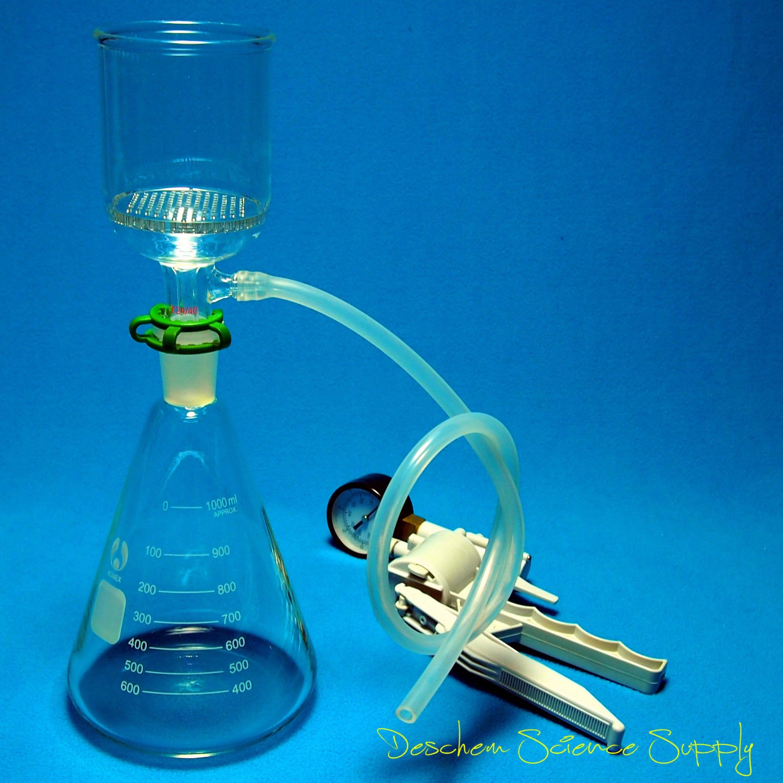 1000ml,Suction Filtration Kit,70mm Buchner Funnel,1L Erlenmeyer Flask,W/Handle Vacuum Pump