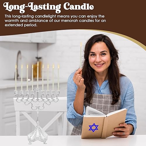 Miniatura 2 de Majestic Giftware Velas de Hanukkah CP11 45 velas de Janucá hechas a mano sin goteo para las 8 noches de Hanukkah Cera de alta calidad