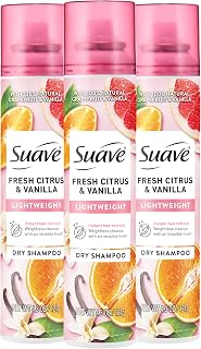 Suave Fresh Citrus and Vanilla Dry Shampoo, Invisible, 4.3 Fl Oz, 3-Count