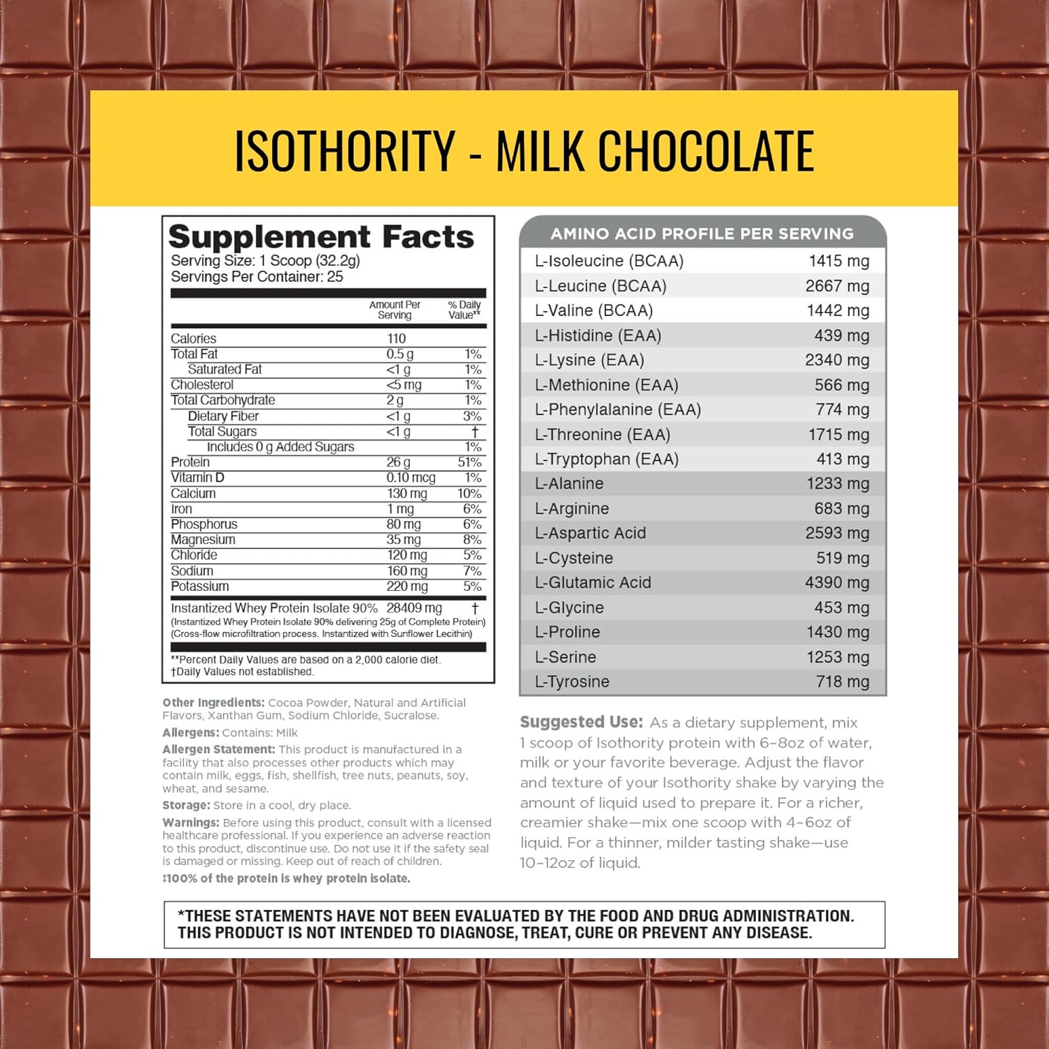 Nutrithority - Isothority Isolated Whey Protein Powder with Ultra-Absorbable Protein and BCAAs to Build Muscle and Accelerate Recovery, Keto Friendly, Low Carbs, Gluten Free (Milk Chocolate)