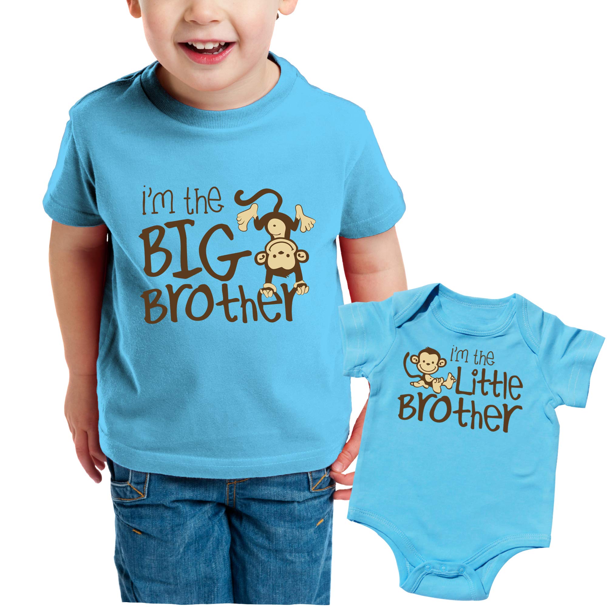 Sibling Tshirt Set, Monkey I'm the Big Brother, Includes Size 3 and 0-3 mo