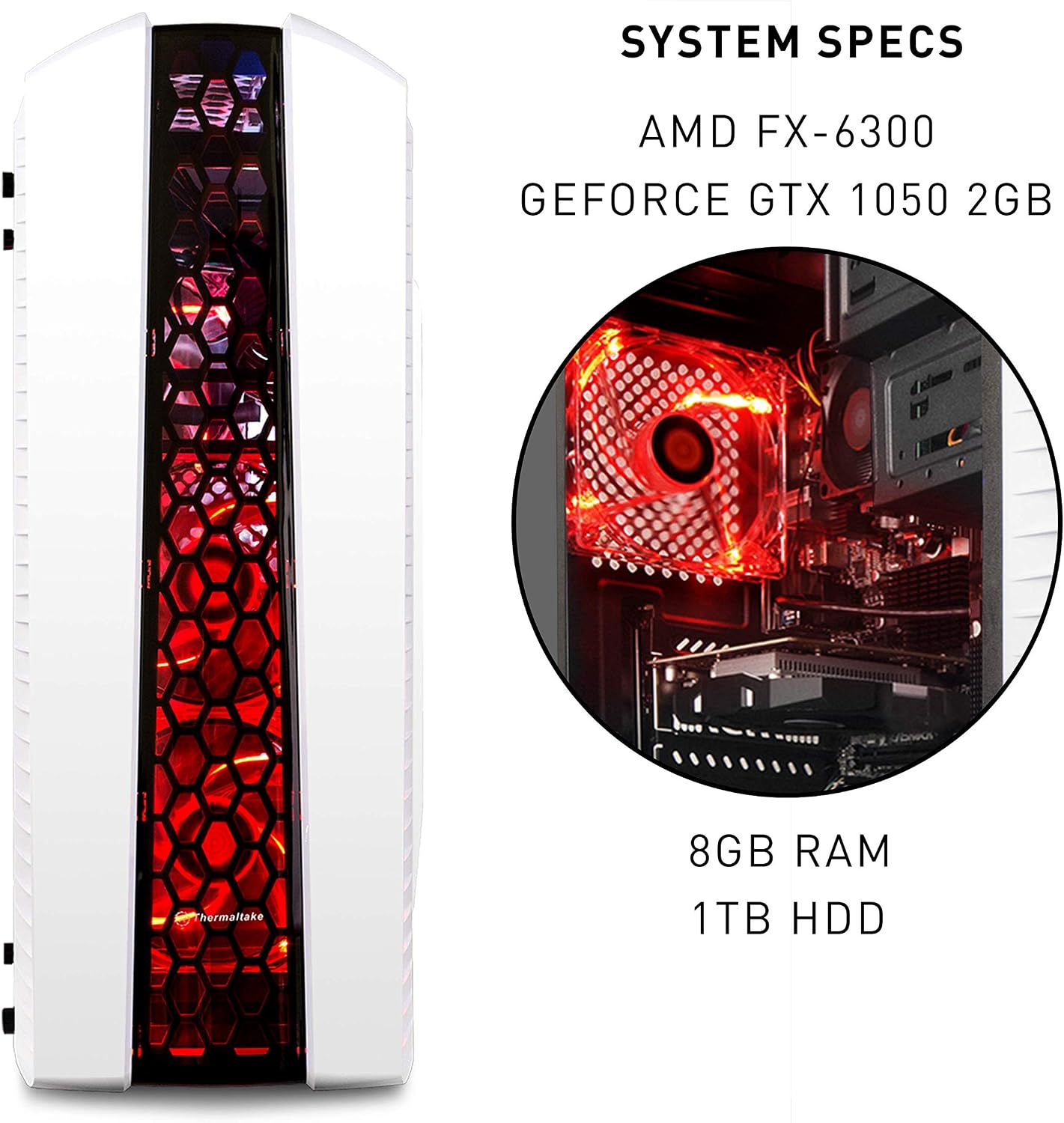 iBUYPOWER Desktop Gaming PC AMD FX 6300 3.5 GHz , NVIDIA Geforce GTX 1050 2GB, 8GB DDR3 RAM, 1TB 7200RPM HDD, Win 10 Home, Wi-Fi, N27W8260EX2