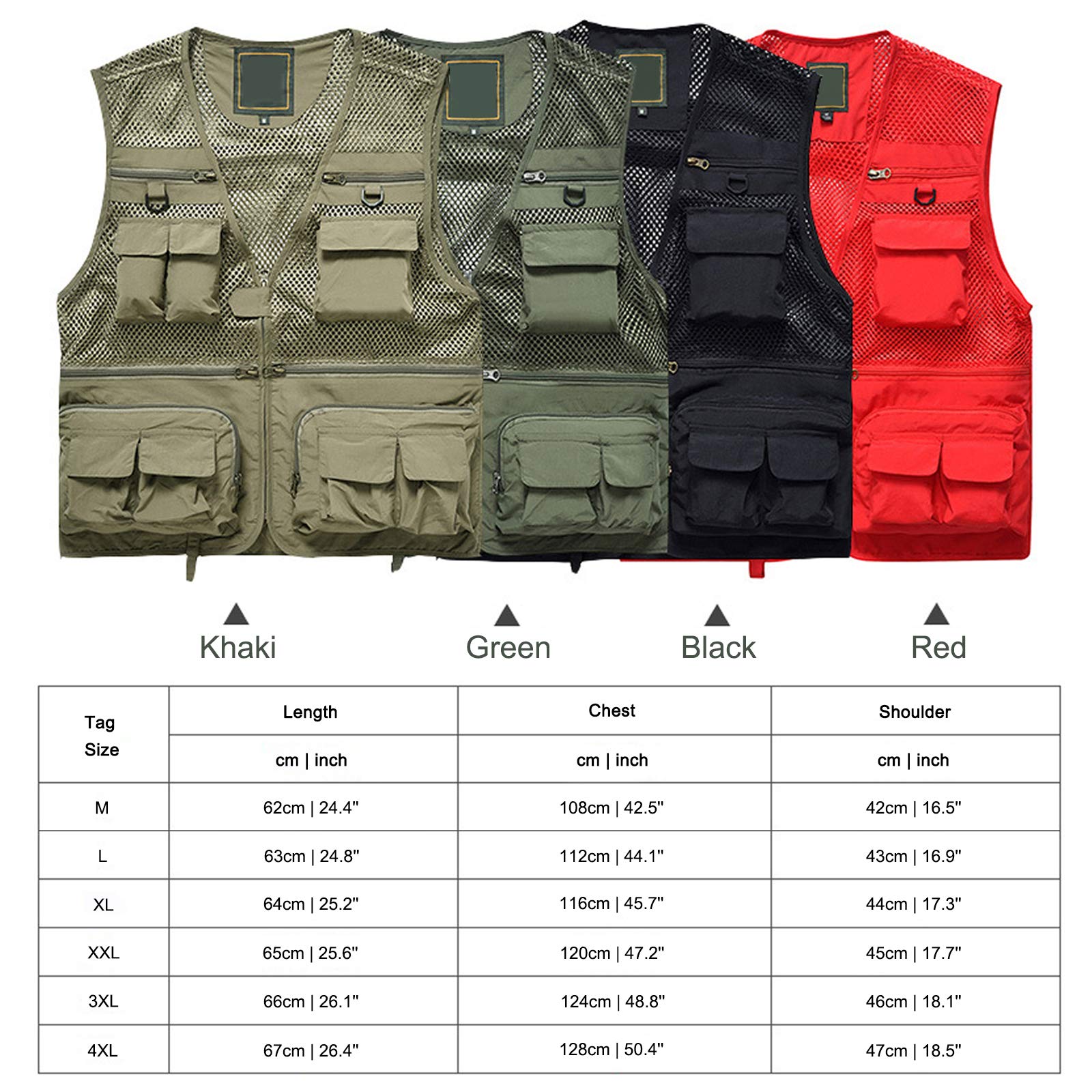 Chaleco de Pesca Tapas sin Mangas de los Hombres del Multi-Bolsillo Aire Libre Chalecos Transpirables con Tela de Malla Ligera para Viajeros, Deportes, Senderismo y Caza,Negro,3XL