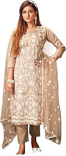 Womanista Women's Floral Embroidered Chikankari Pure Cotton Kurta Trouser With Dupatta Set (Kurtaset_1121) Price In India