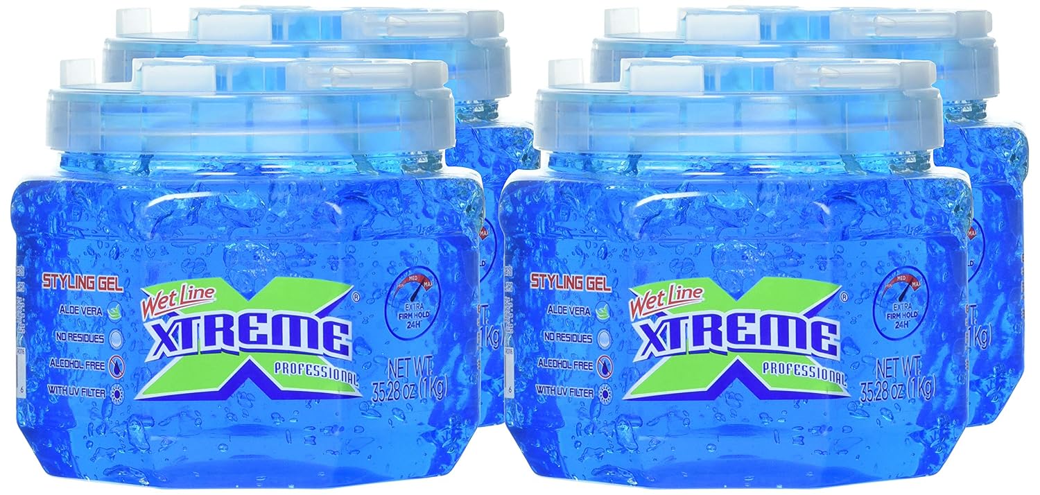 Xtreme Professional Wet Line Styling Gel Extra Hold Blue, 35.26 oz (Pack of 4)