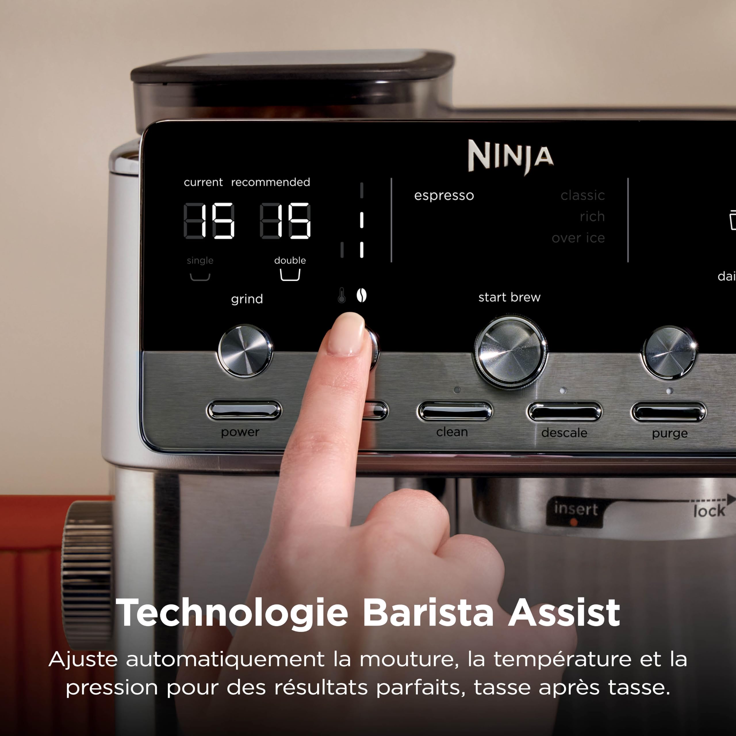 Ninja Luxe Café Mini 2-en-1, Machine à café filtre et expresso avec broyeur à grains intégré et mousseur automatique ES351EU