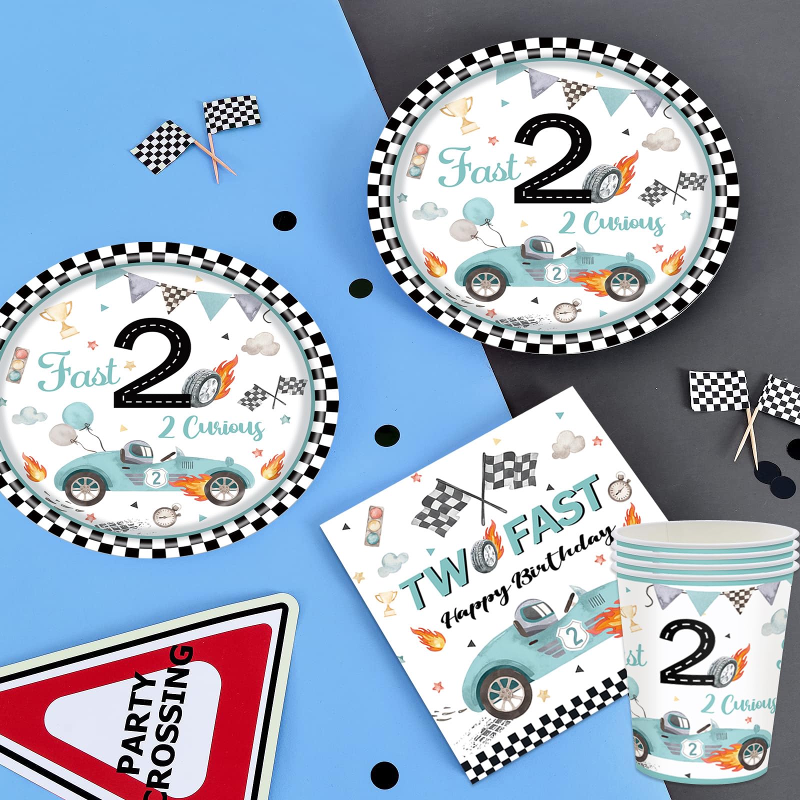 Bikasun Racewagen partyserviesset, 16 gasten, rood, racing auto, verjaardagsfeestdecoraties, servies, kinderverjaardag, bord, beker, servetten