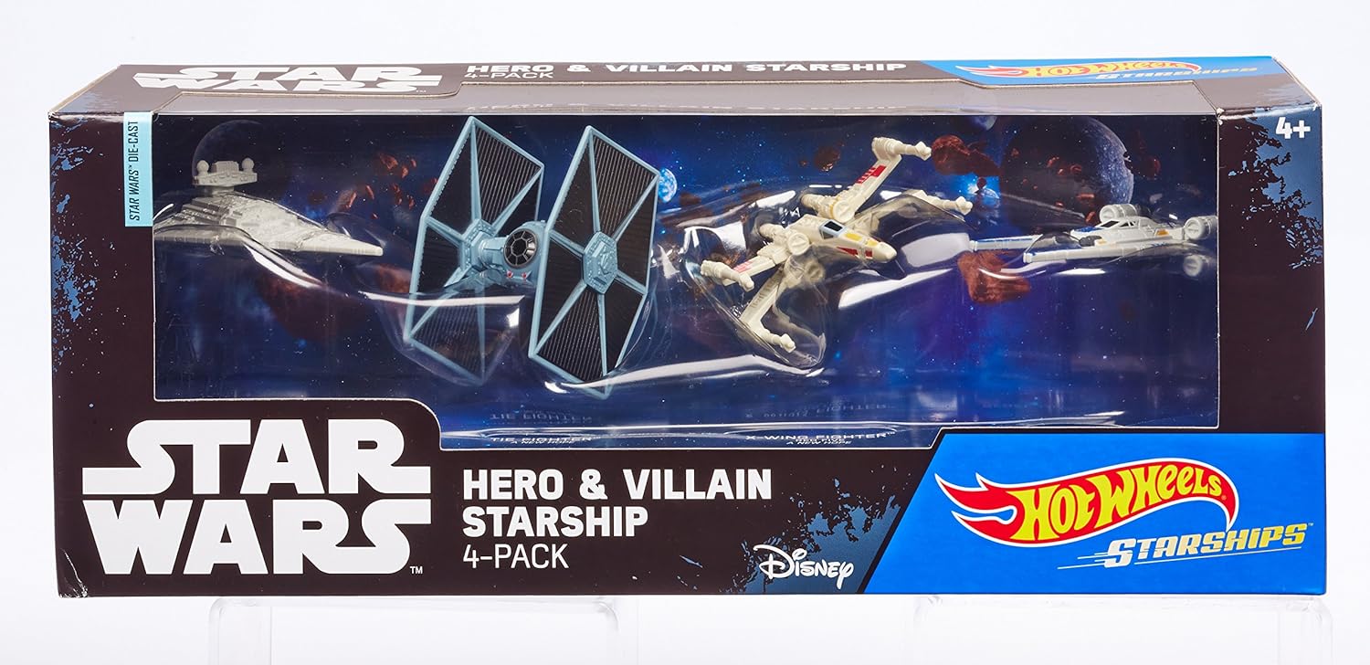 Hot Wheels Star Wars Starship, Hero & Villain 4-Pack