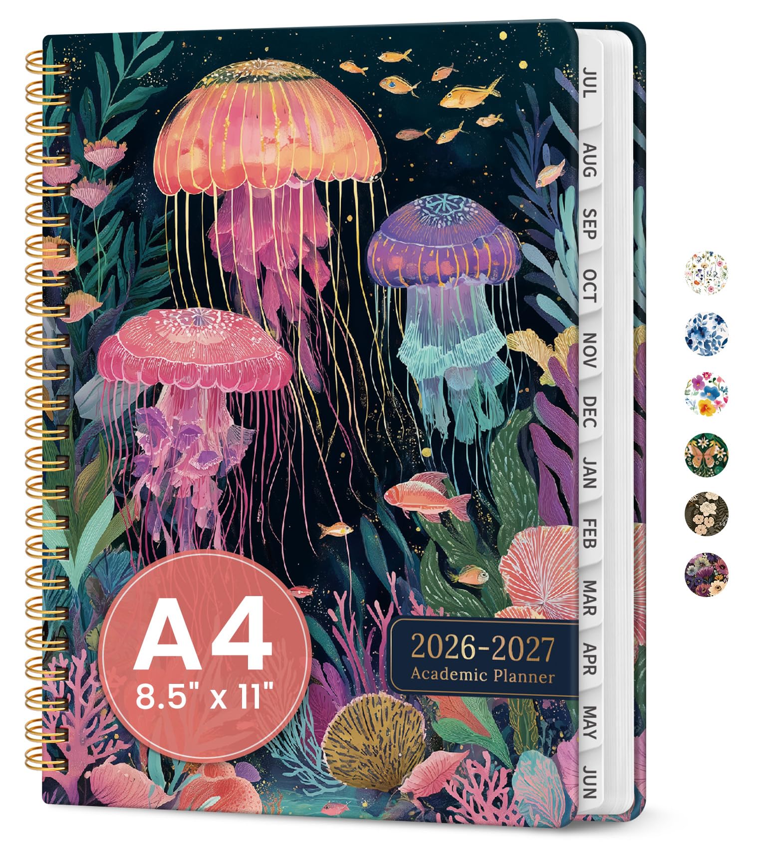 Planner 2026-2027, calendario accademico mensile e settimanale, da luglio 2026 a giugno 2027, copertina rigida per insegnanti, studenti, agenda con linguette, perfetto per forniture scolastiche e
