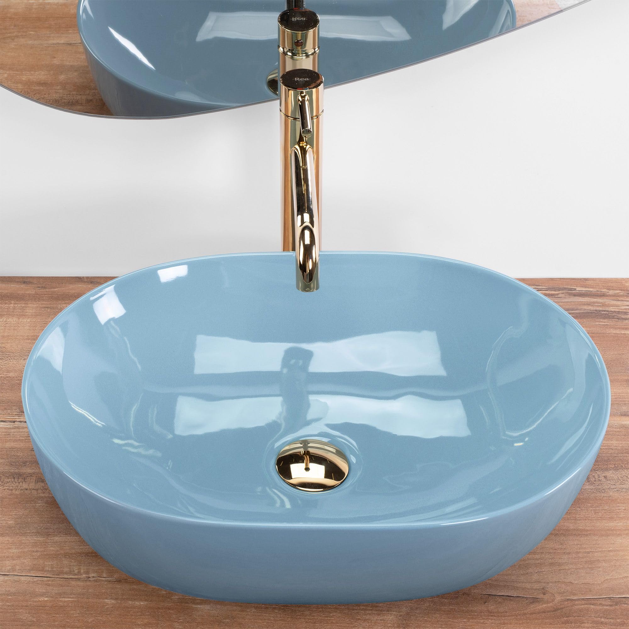 Lavabo Sobre Encimera Rea Lisa Azul