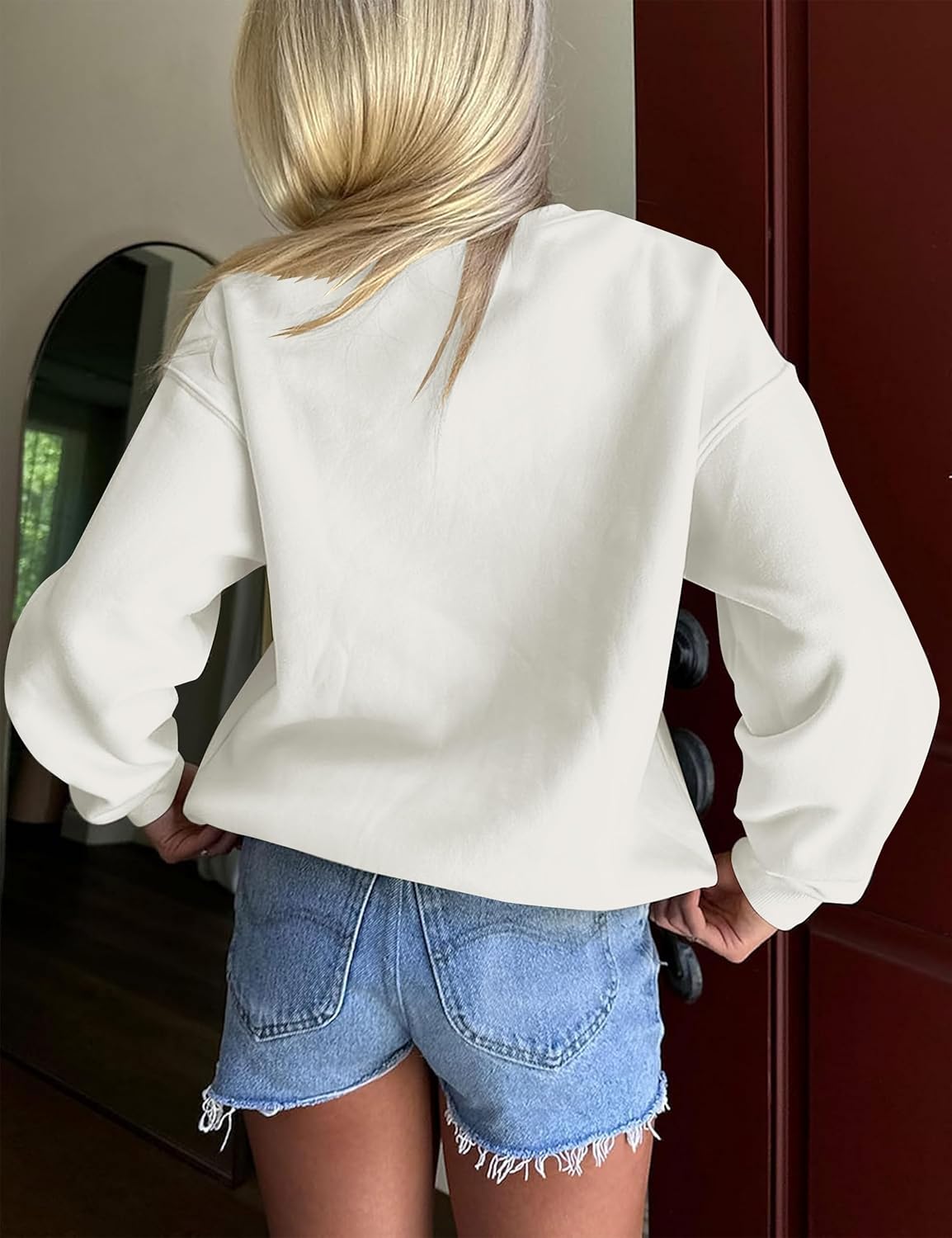 Womens Oversized Seashell Sweatshirt Crew Neck Long Sleeve Cute Graphic Fleece Pullover Y2k Aesthetic Preppy Clothes - Image 2