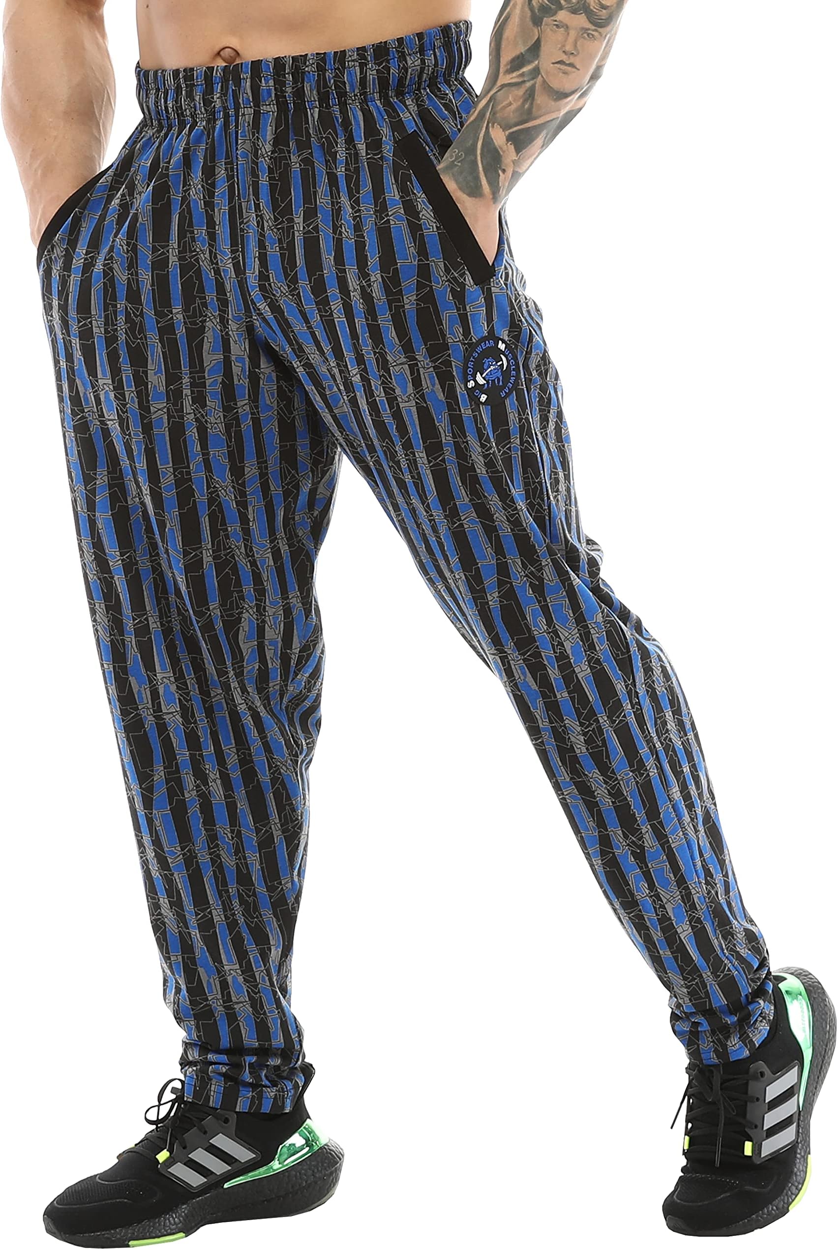 BIG SAM SPORTSWEAR COMPANYMen's Baggy Sweatpants with Pockets, Bodybuilding Active Wear Comfort Design Muscle Pants