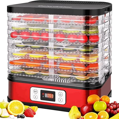 Miniatura 8 de COOCHEER Máquina deshidratadora de alimentos, deshidratadores de 8 bandejas de 400 W para alimentos y carne seca con temporizador digital de 72
