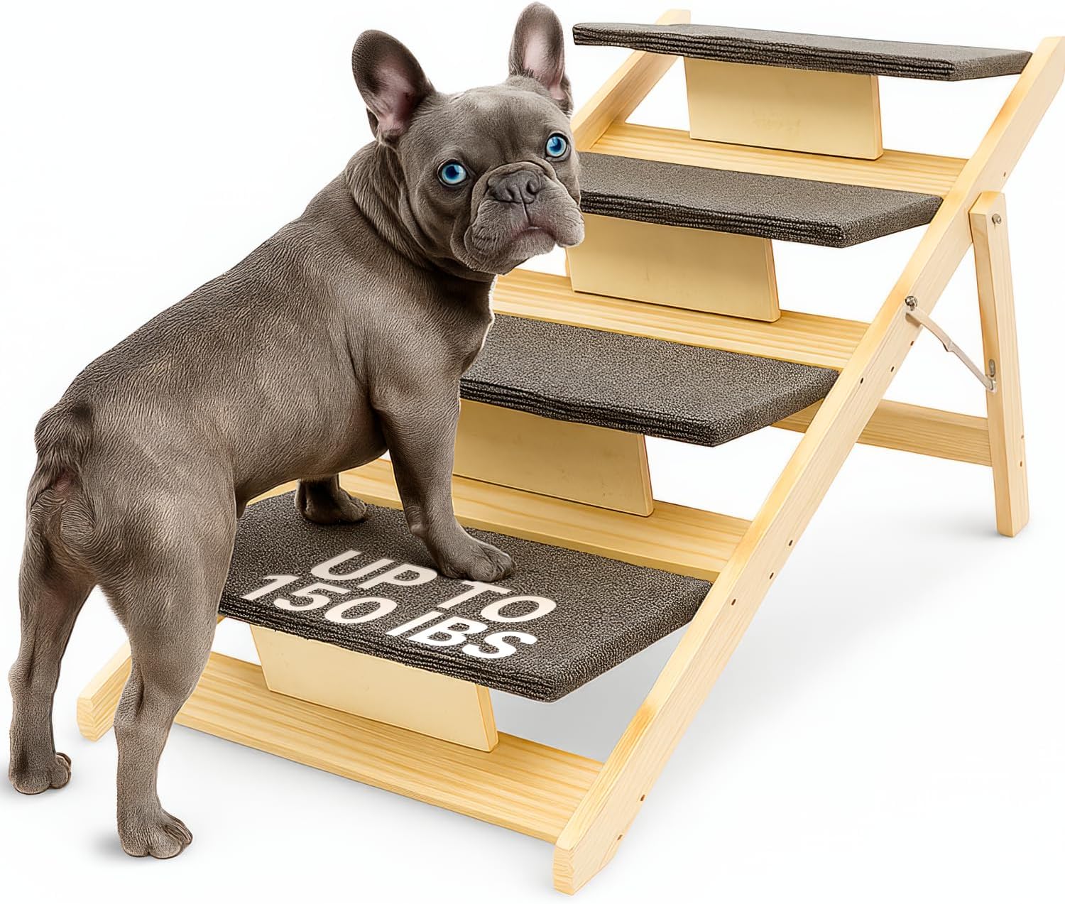 4-Step Wooden Dog Stairs for High Bed – Sturdy Pet Ladder for Small, Medium & Large Dogs – Safe Indoor Steps for Pets – Great Alternative to Dog Ramp – Ideal for Furniture, Sofa & Tall Beds