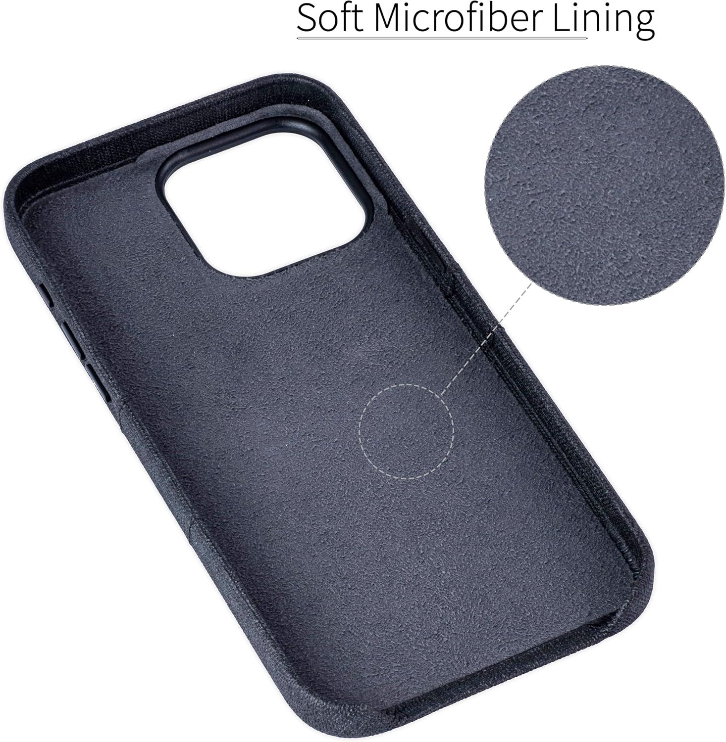 Dockem Card Case for iPhone 15 Pro Max with Built-in Metal Plate for Magnetic Mounting & 2 Card Holder Pockets: Luxe M2 Wallet, Canvas Style Synthetic Leather (iPhone 15 Pro Max, Black)