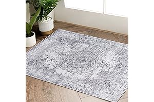 Jinchan Vintage Distressed Grey Washable 2x3 Small Rug