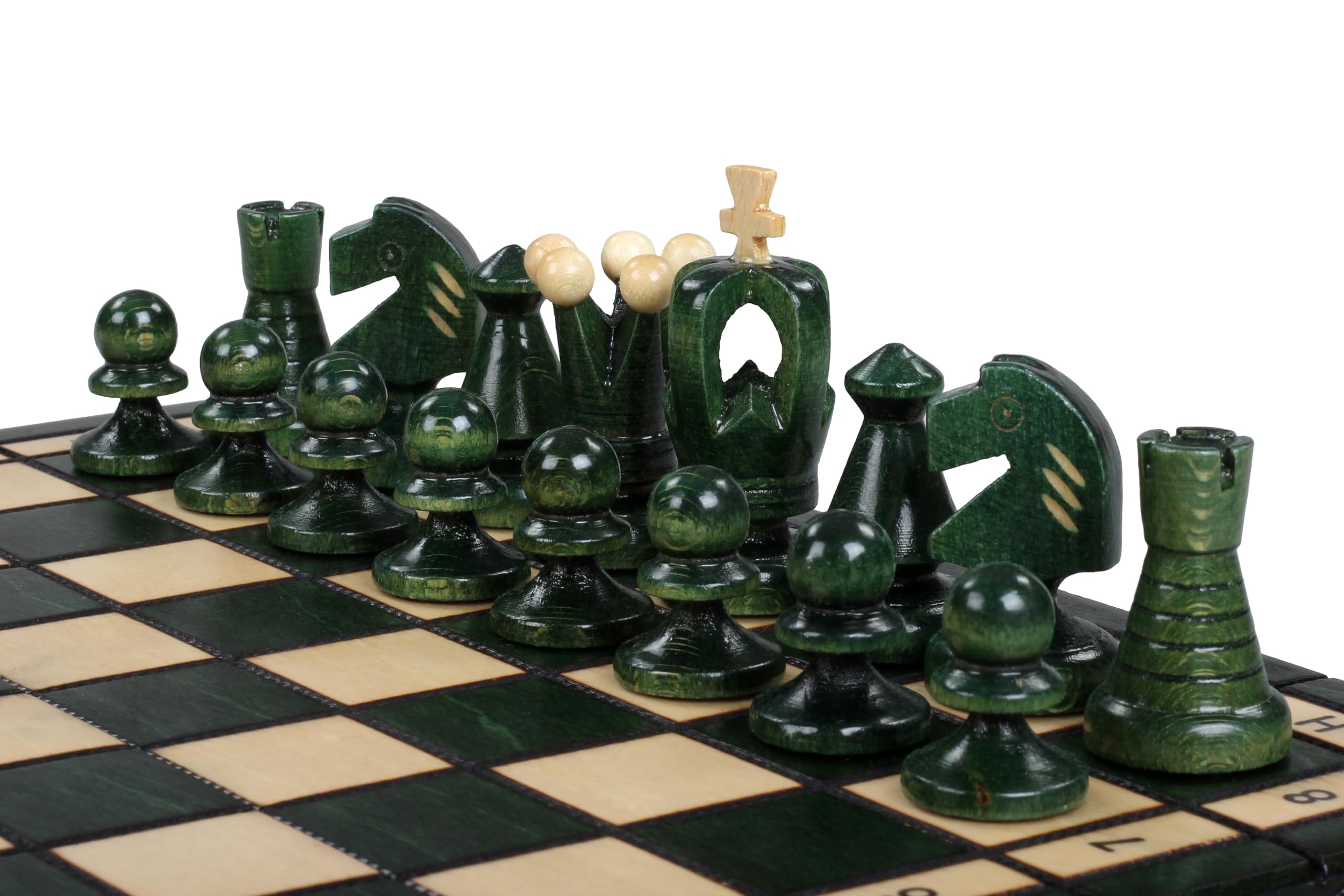 Sunrise Chess Royal - Juego de ajedrez (compacto, elegante y económico), color verde