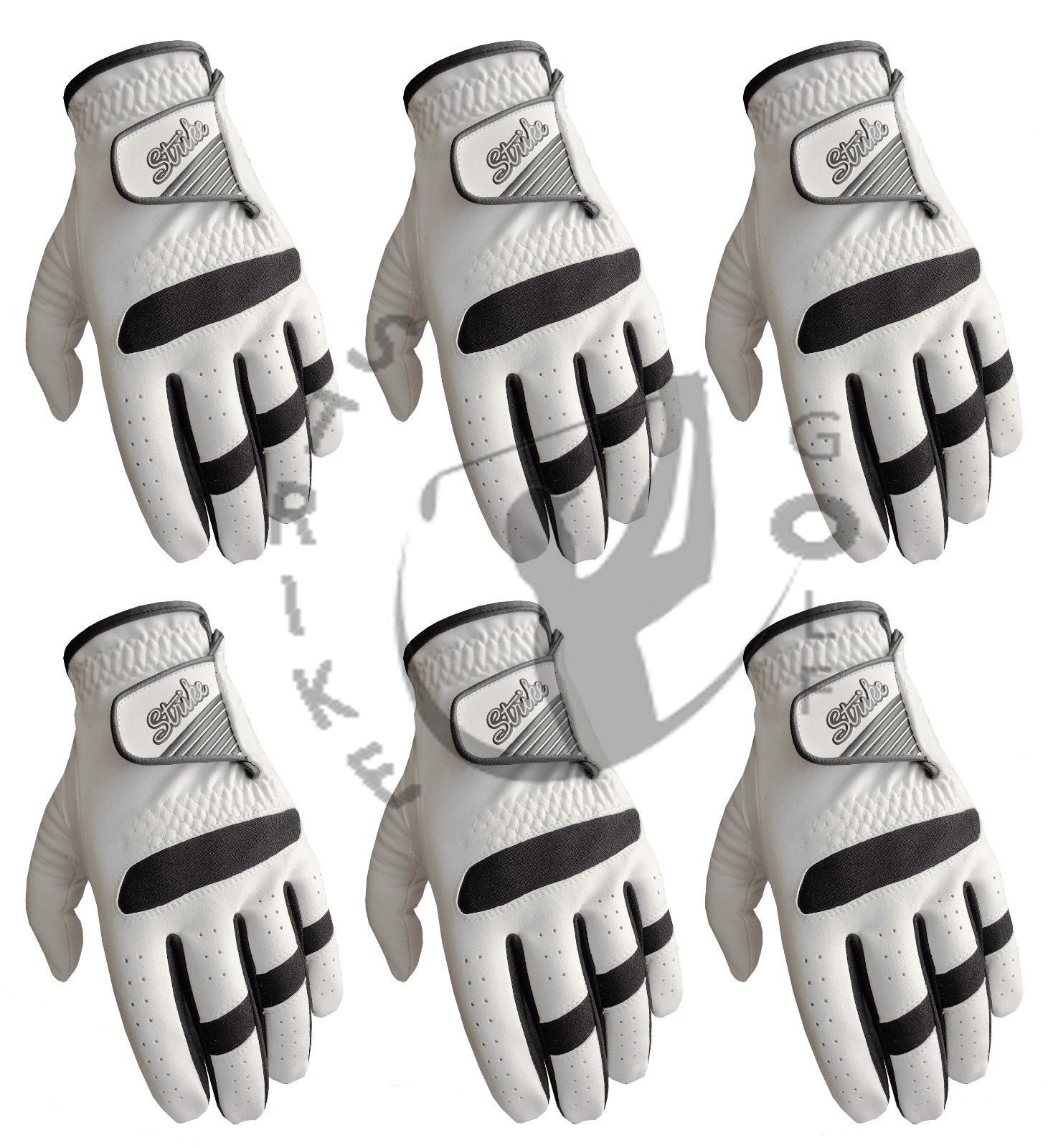 H-Cube Strike Golf Golf Gloves All Weather Soft Synthetic Leather Palm Patch & Lycra Left Hand - Small/Medium/Medium-Large/Large/Extra Large/XXL Size Option - Men(Pack of 6)