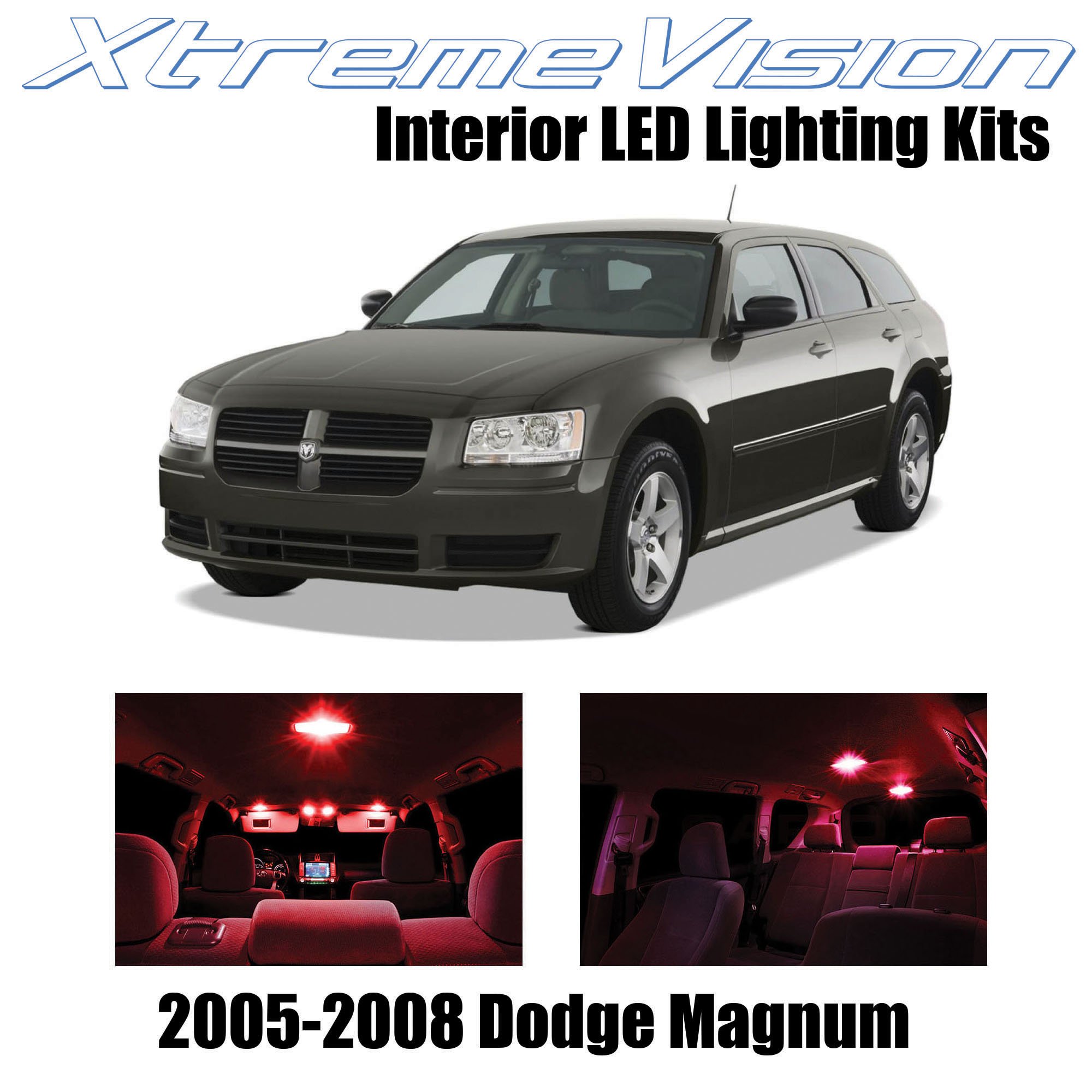 XtremevisionDodge Magnum 2005-2008 (7 Pieces) Red Premium Interior LED Kit Package + Installation Tool