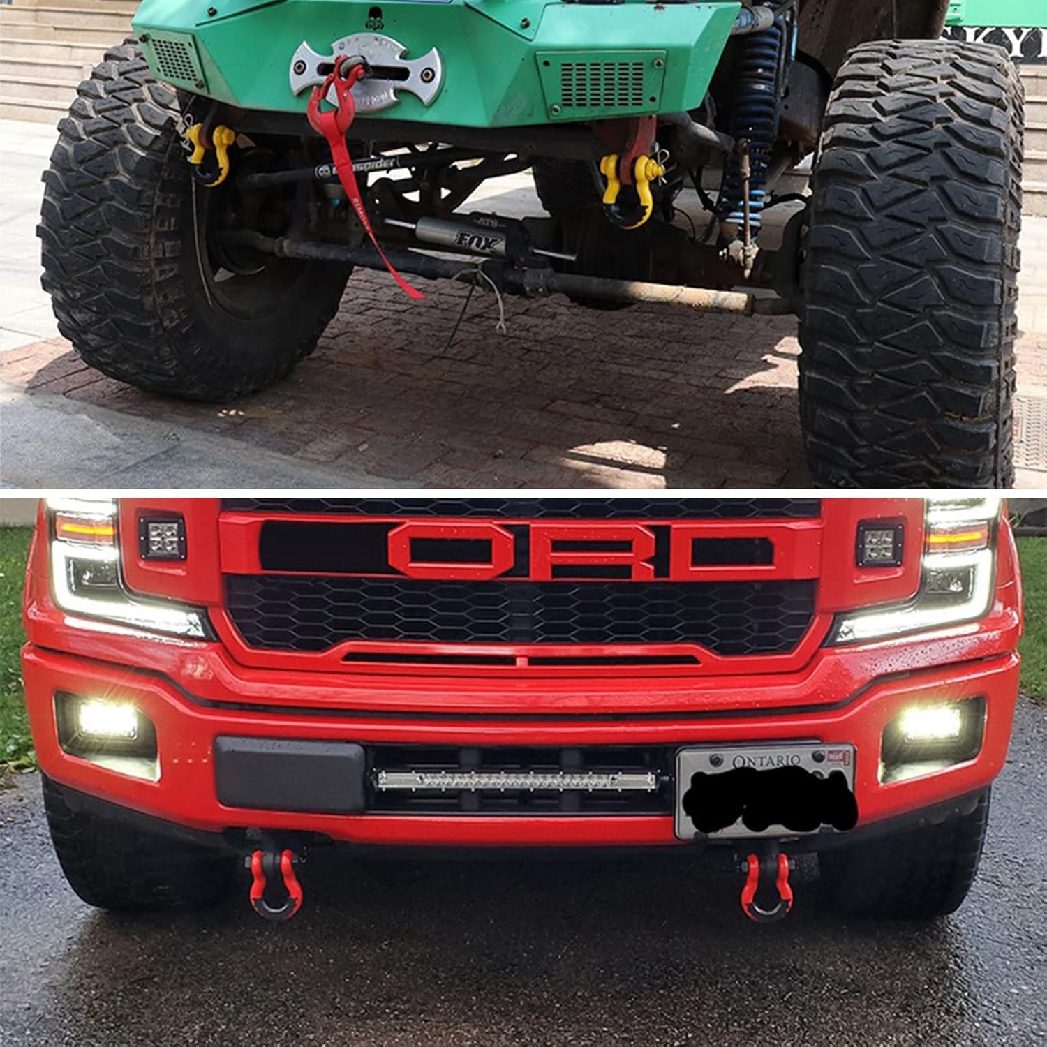 2 Pcs 3/8'' D-Ring Shackles, Towing Gear Bow Shackle 28660lbs Break Strength, for Tow Strap/Winch/Traction Steel