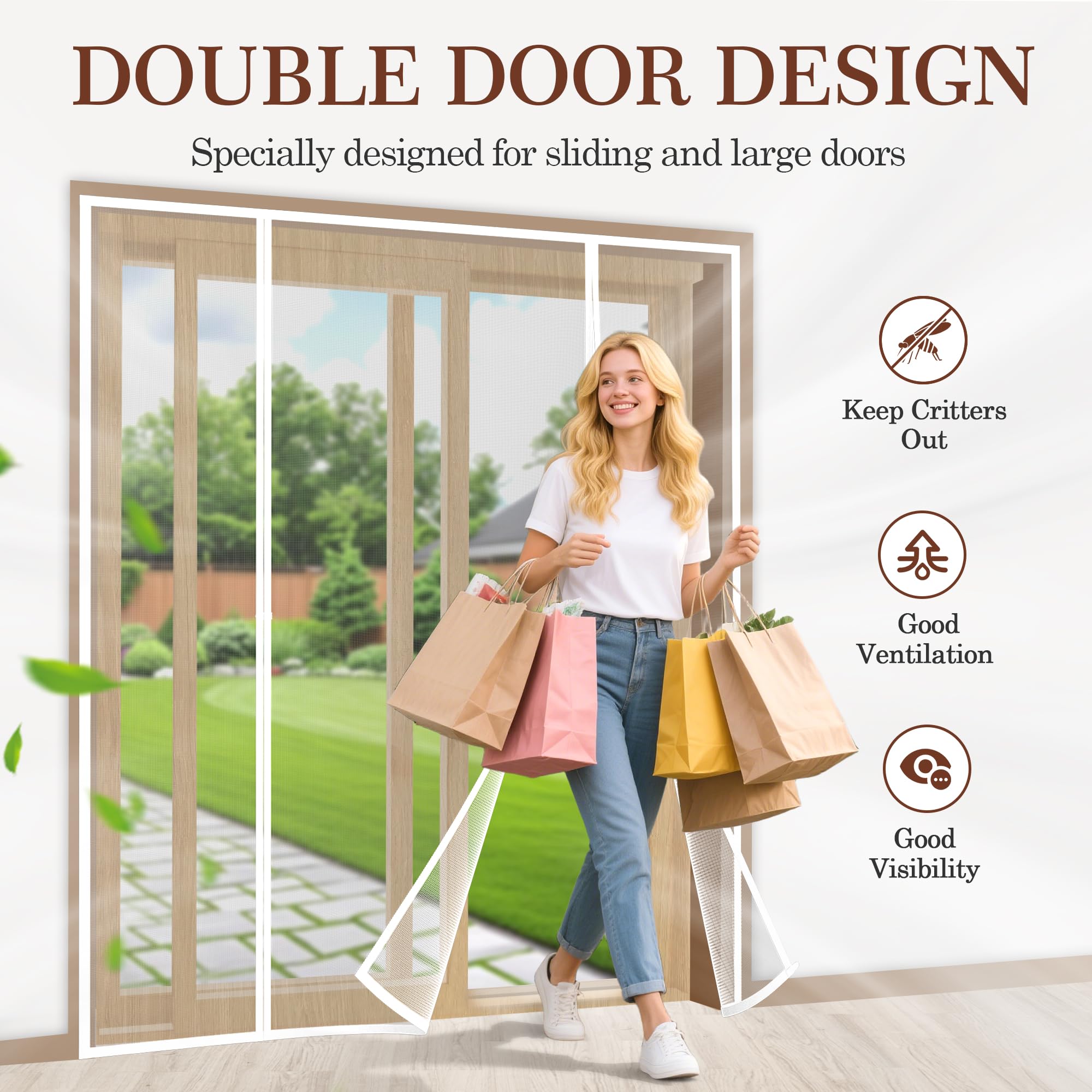 Yotache White Magnetic Screen Door Fit 72