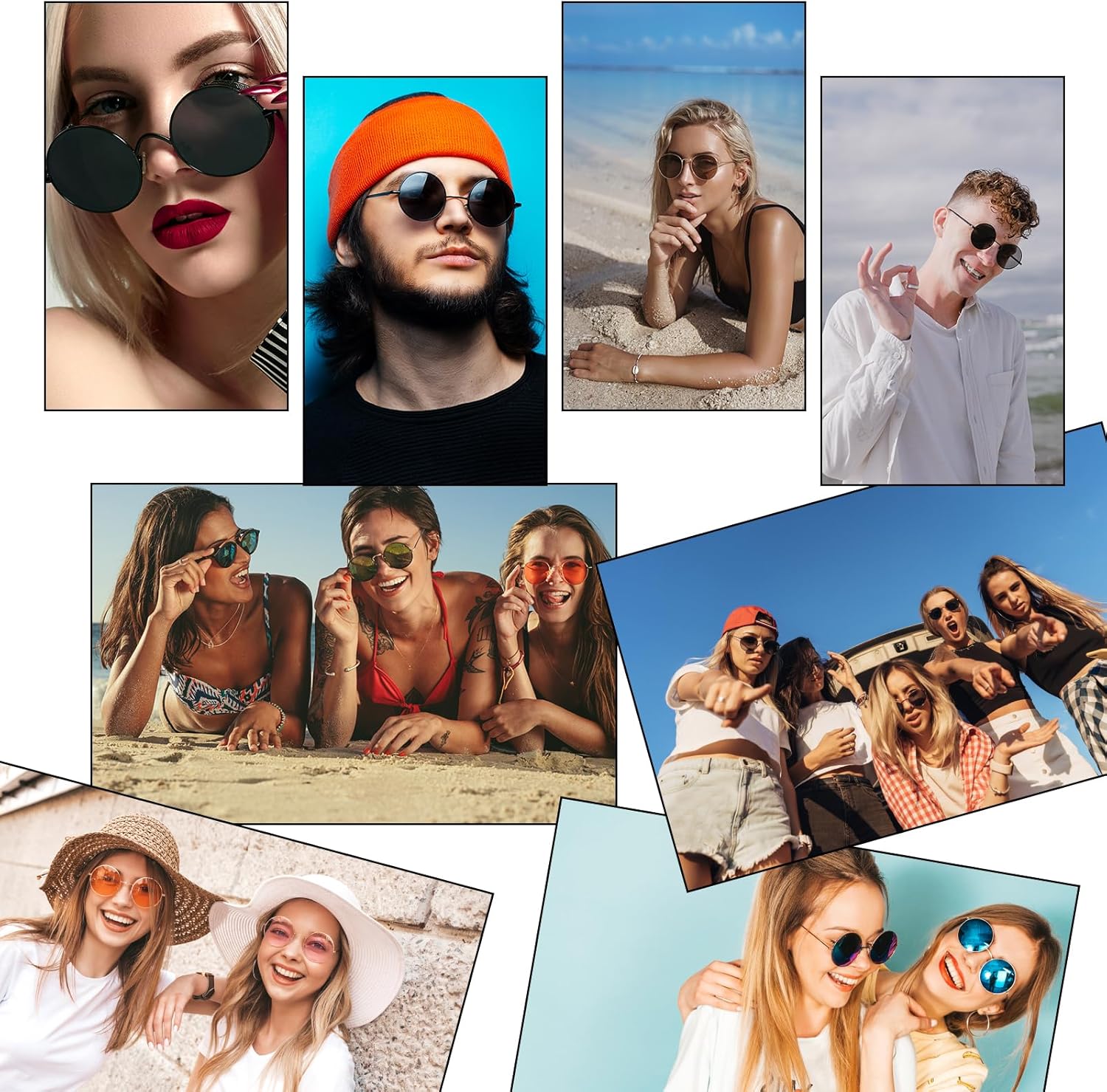 Metal Frame Round Sunglasses - Polarized UV400 Hippie Vintage Clear Lens Eyewear