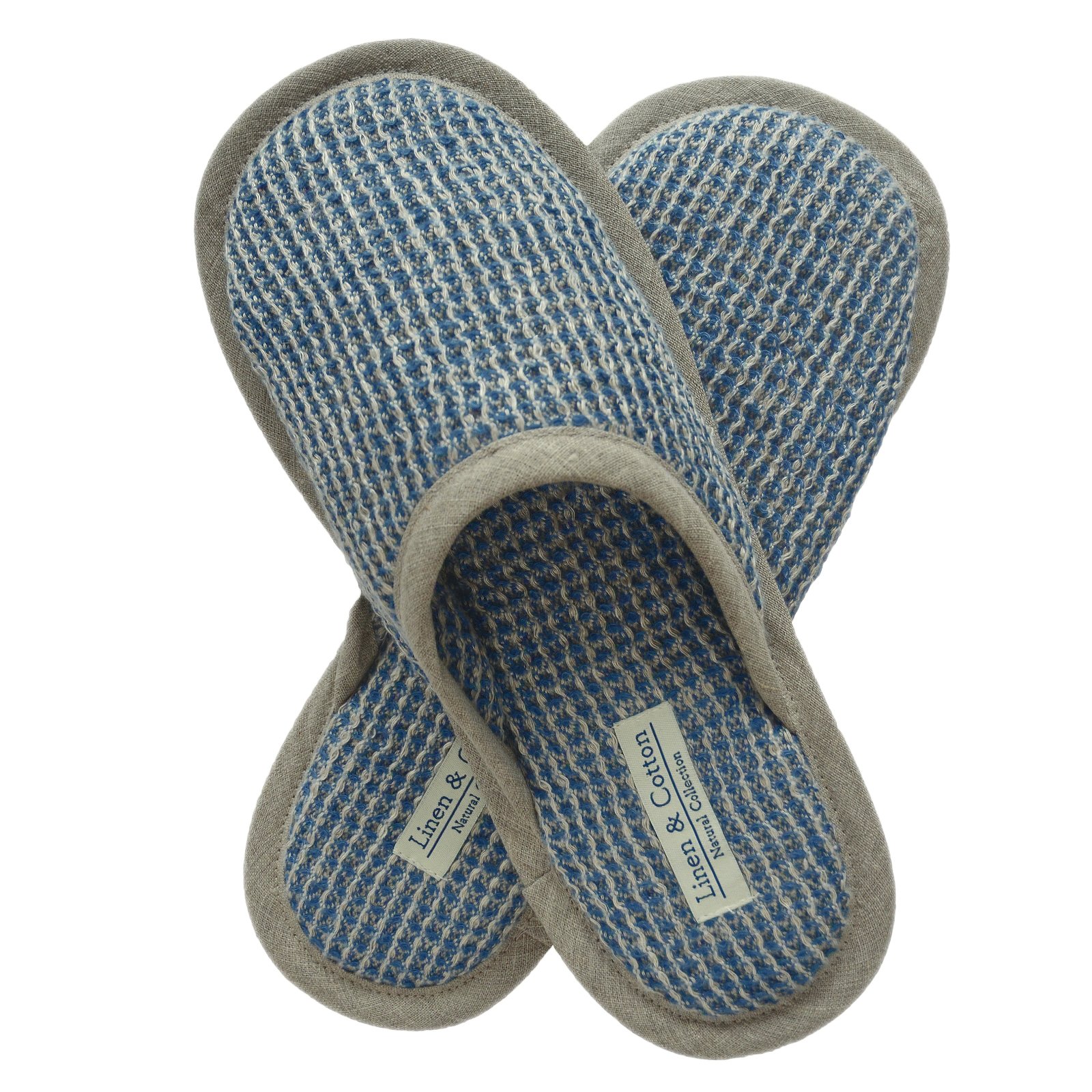 Linen & Cotton Soft Light Waffle Pique House Slippers Slippers Women Men Tigo - 100% Linen, bordeaux red