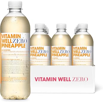 Vitamin Well Geschmackvolles Vitamin Wasser mit Vitamin D Selen Biotin   Zuckerfreies Getr nk angereichert mit essenziellen N hrstoffen 12 x 500ml inkl. Pfand Zero Pineapple