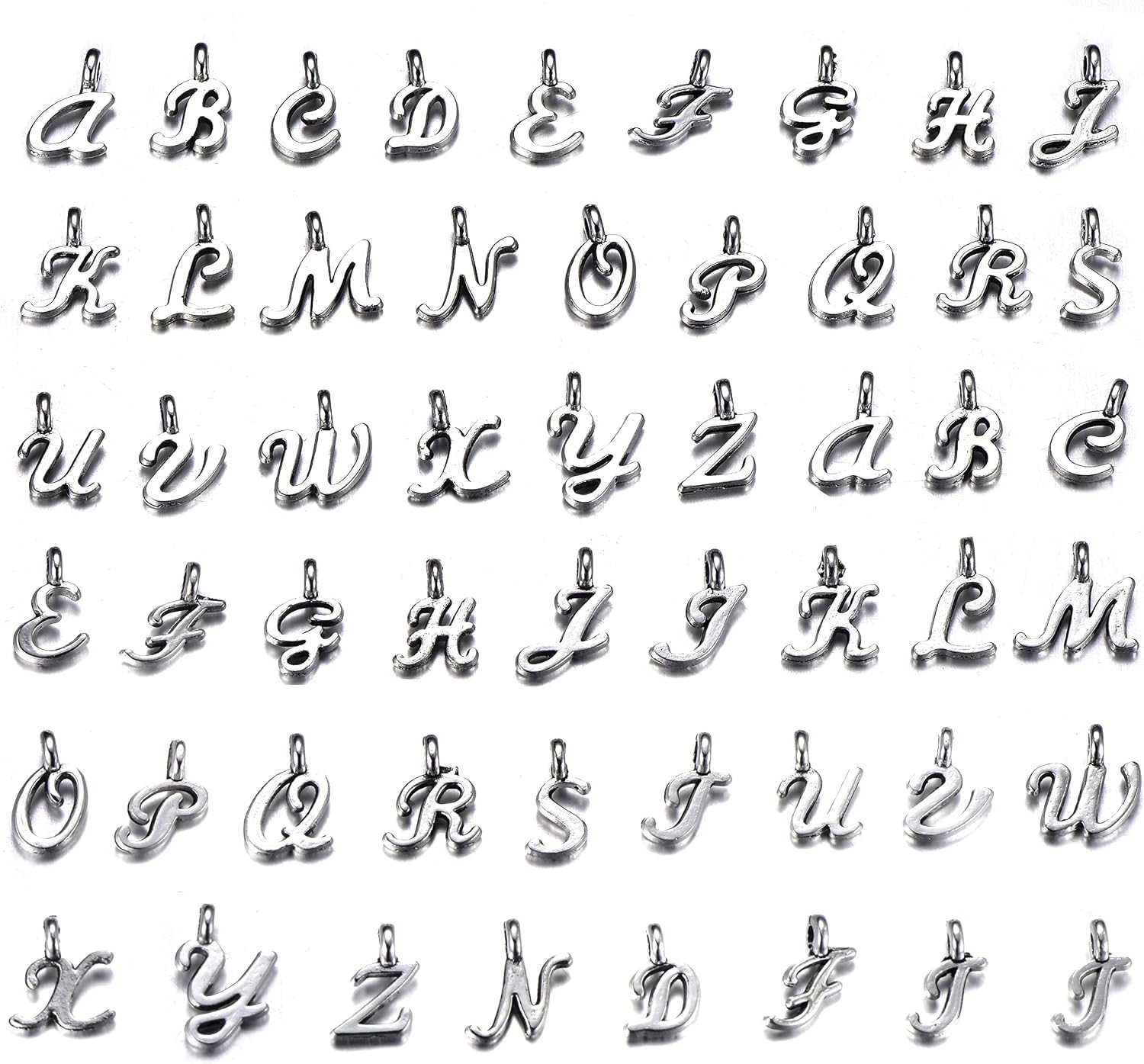 104pcs/4Set ABC Letter/Alphabet A-Z Letter Charms Pendant Loose Beads Set for Jewelry Making